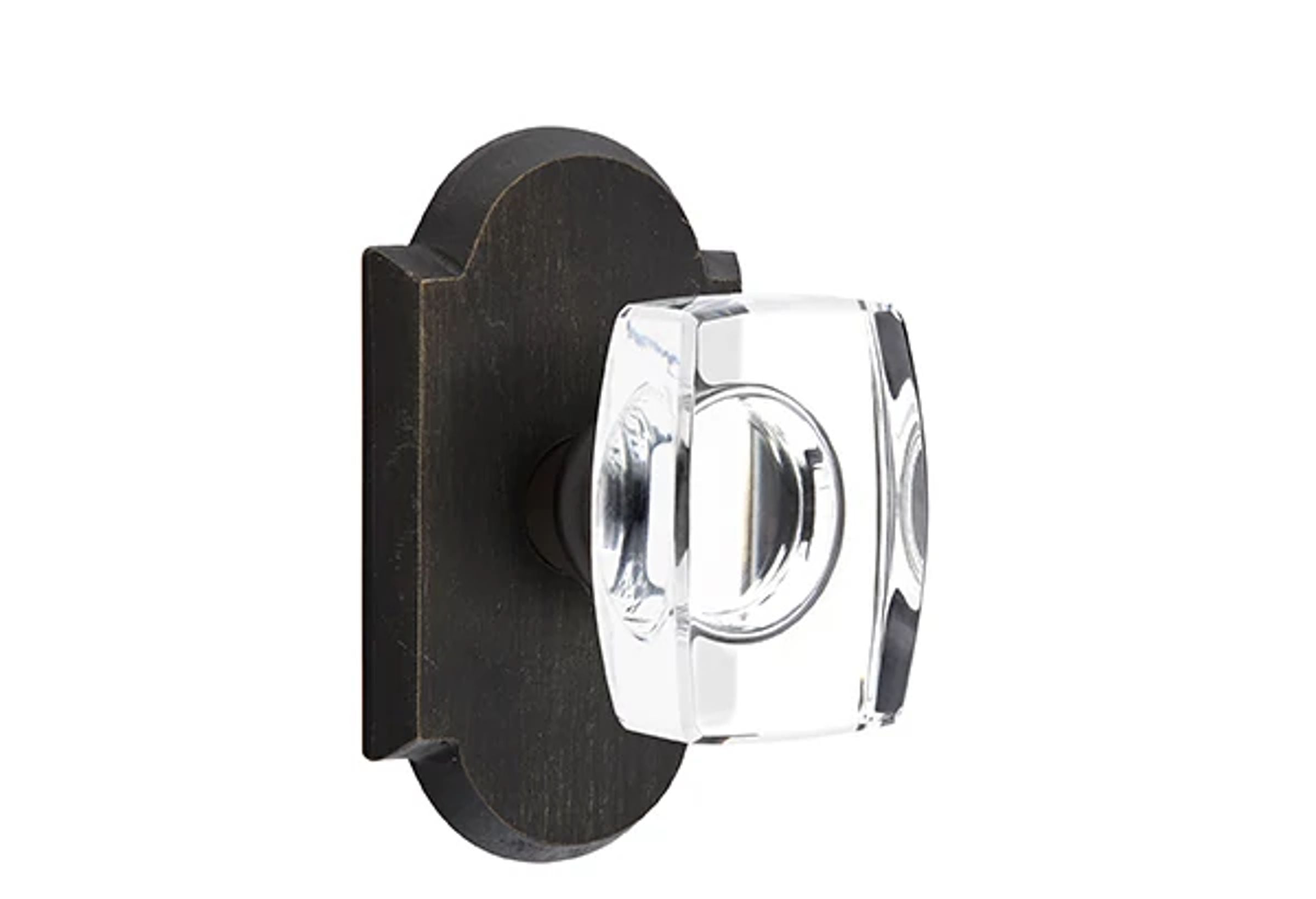 Emtek Windsor Glass Knob Set with Sandcast Bronze #1 Rosette