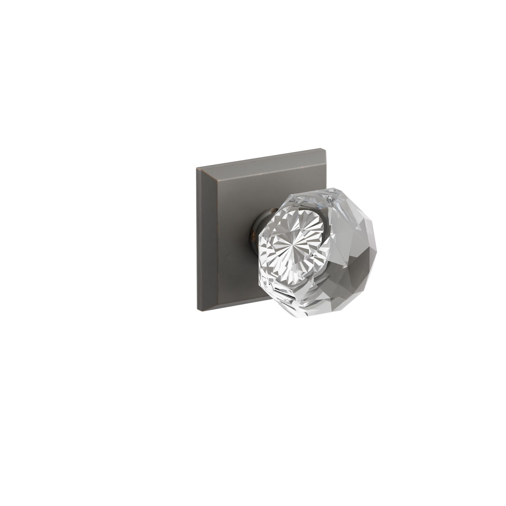 Emtek Diamond Glass Knob Set with Sandcast Bronze #6 Rosette