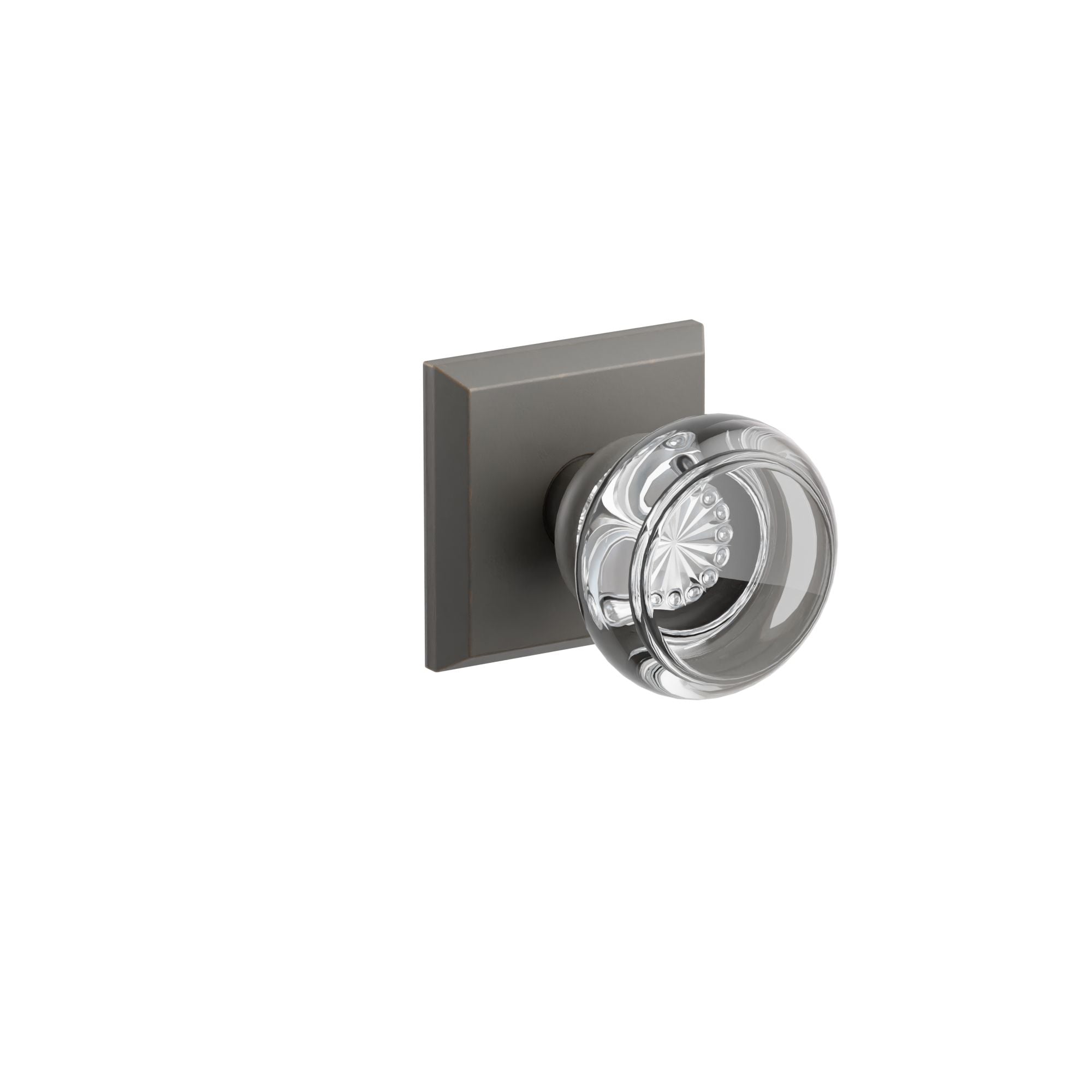 Emtek Concealed Fastener Georgetown Glass Knob Set With Sandcast Bronze #6 Rosette