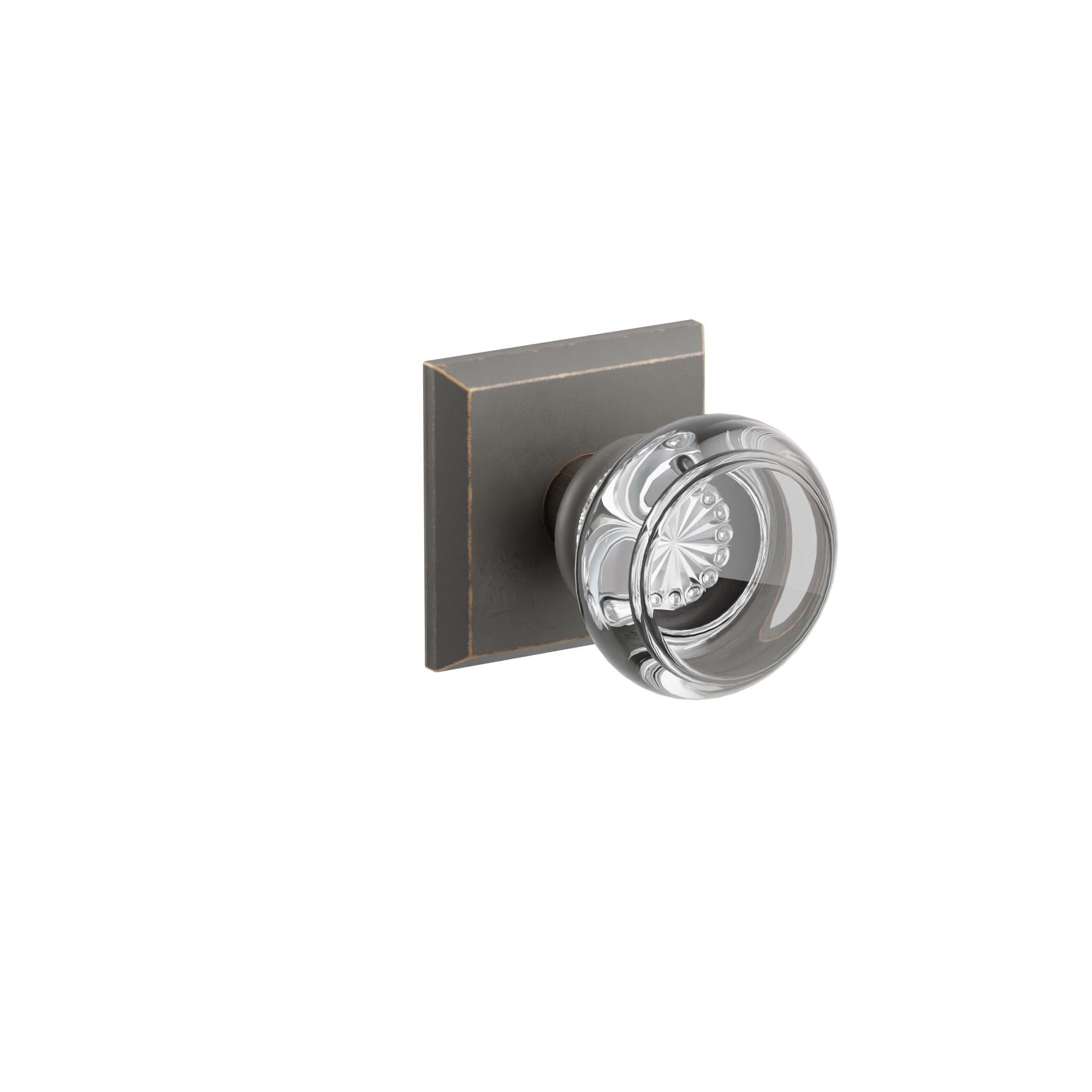 Emtek Georgetown Glass Knob Set with Sandcast Bronze #6 Rosette