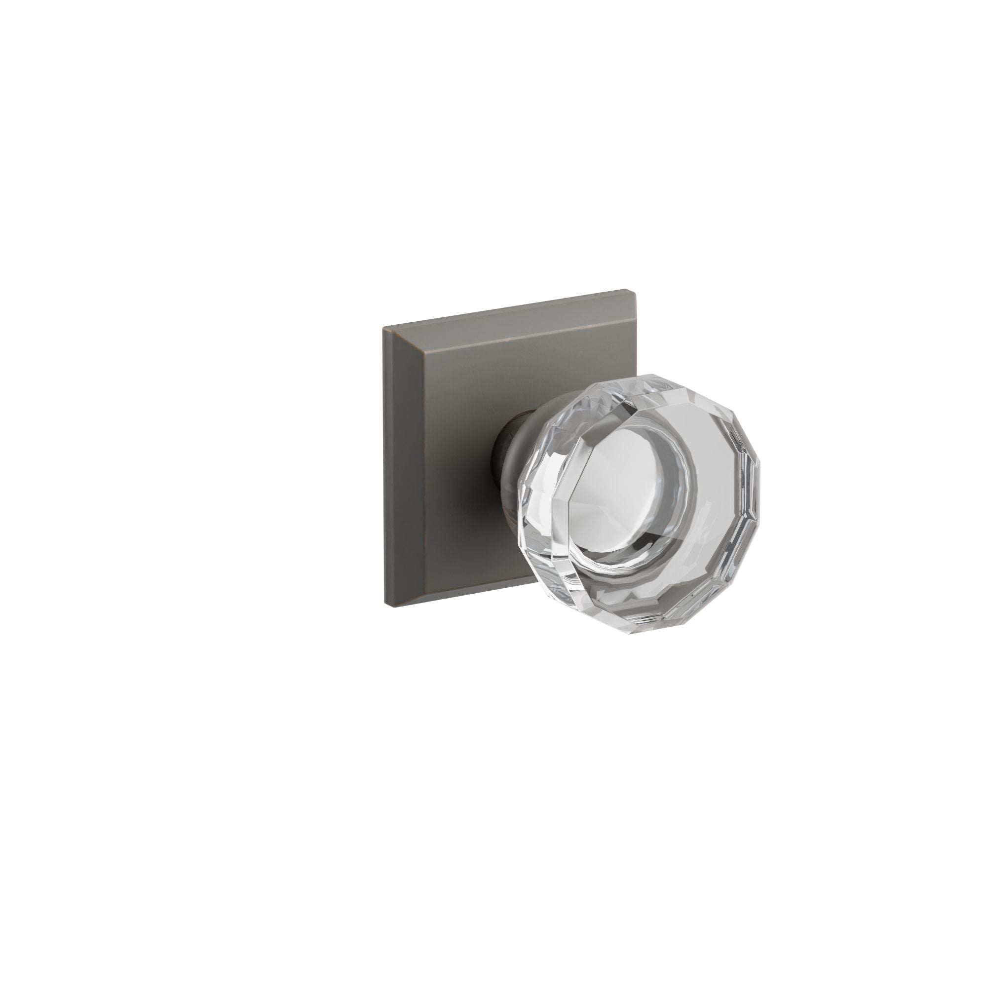 Emtek Concealed Fastener Lowell Glass Knob Set With Sandcast Bronze #6 Rosette