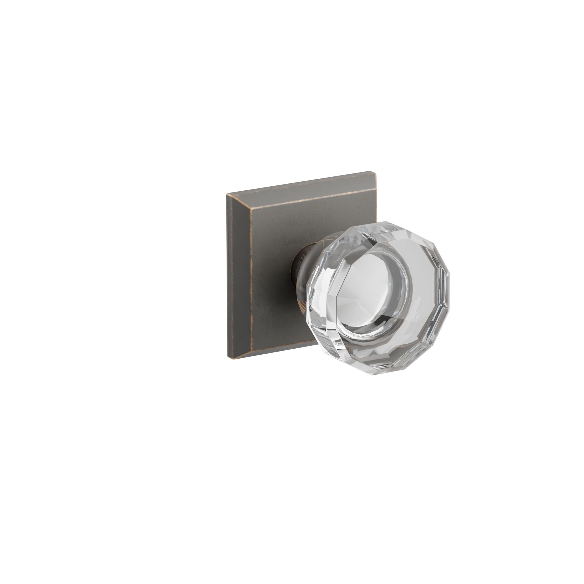 Emtek Concealed Fastener Lowell Glass Knob Set With Sandcast Bronze #6 Rosette