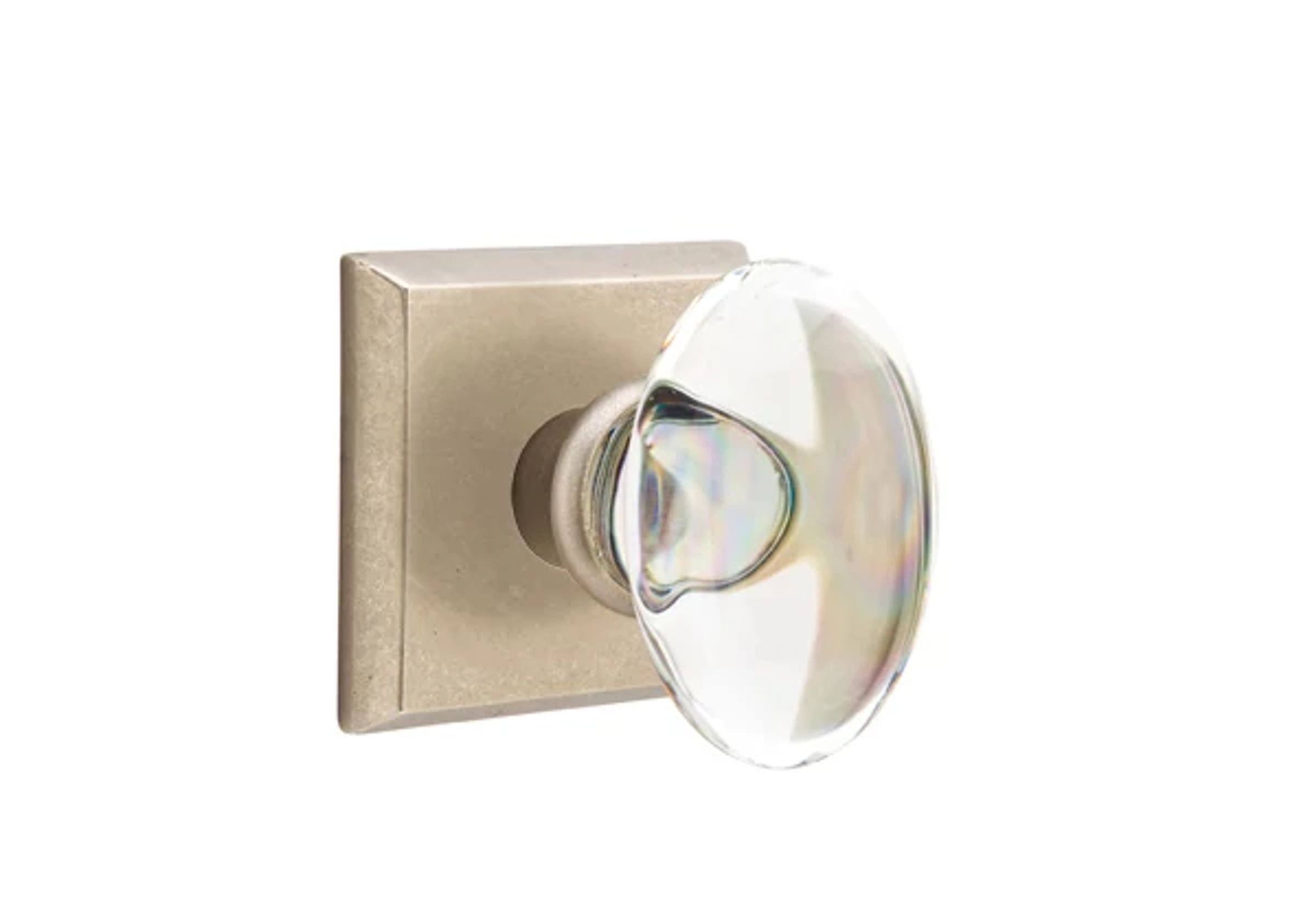 Emtek Hampton Glass Knob Set with Sandcast Bronze #6 Rosette