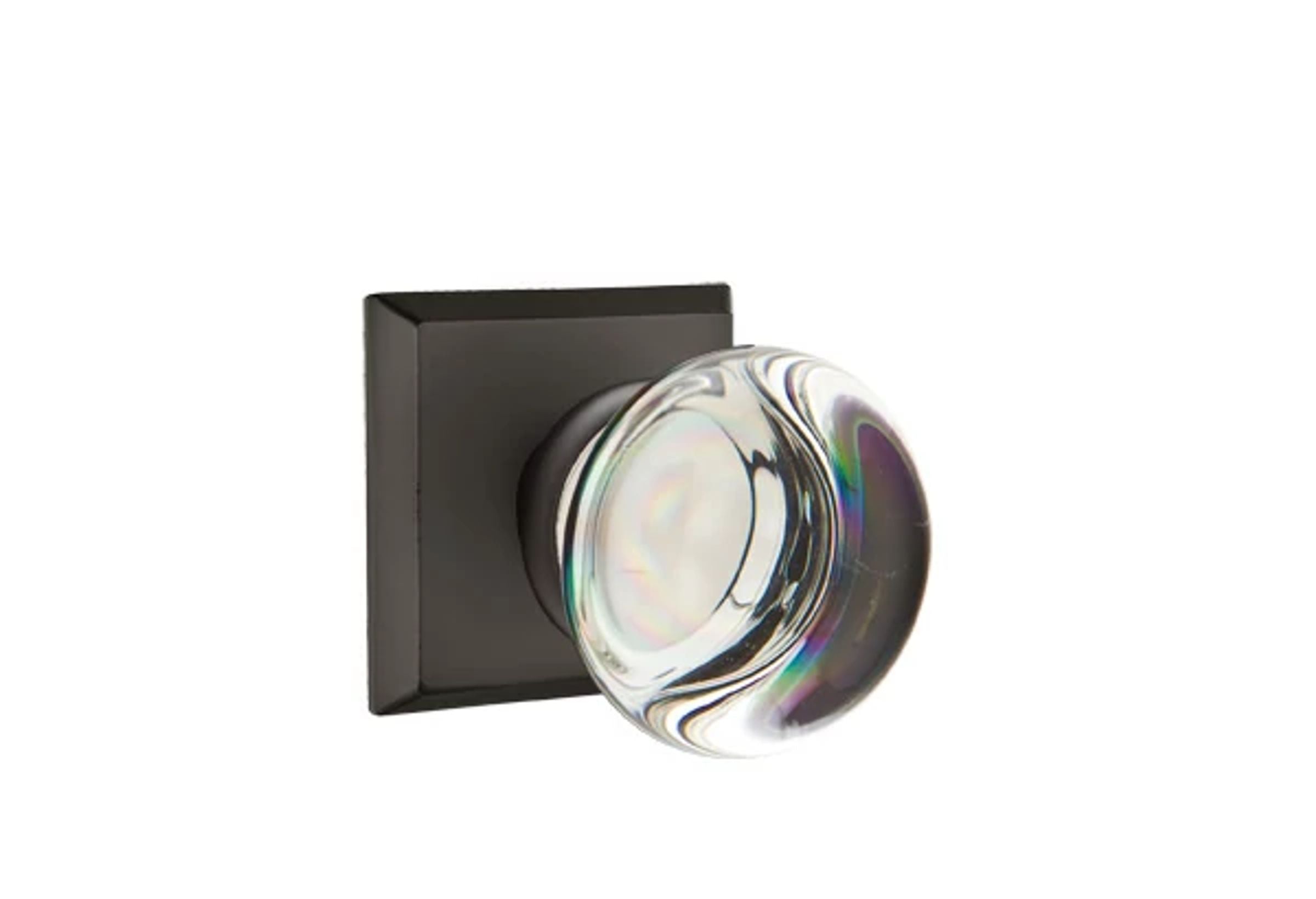 Emtek Providence Glass Knob Set with Sandcast Bronze #6 Rosette