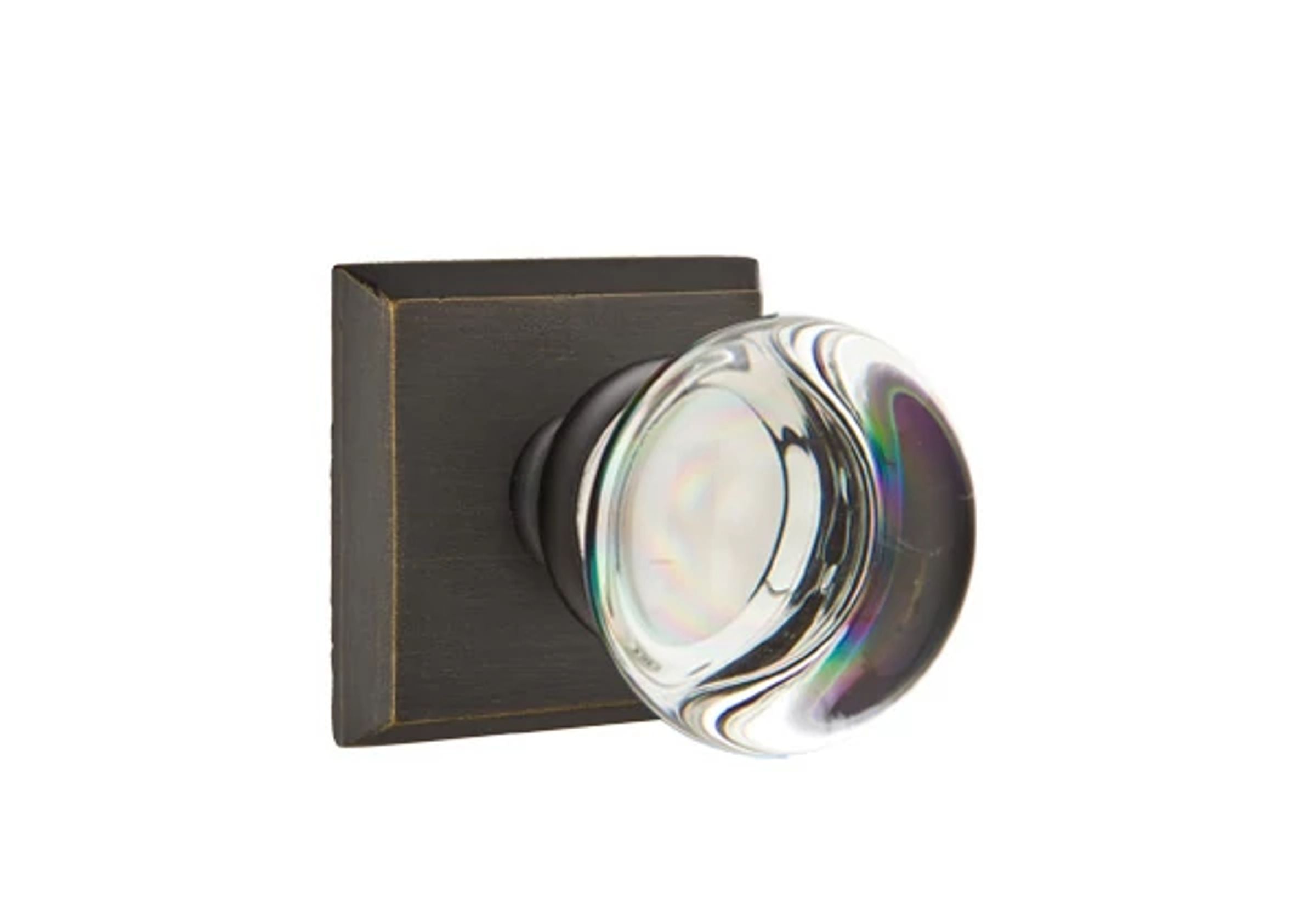 Emtek Providence Glass Knob Set with Sandcast Bronze #6 Rosette