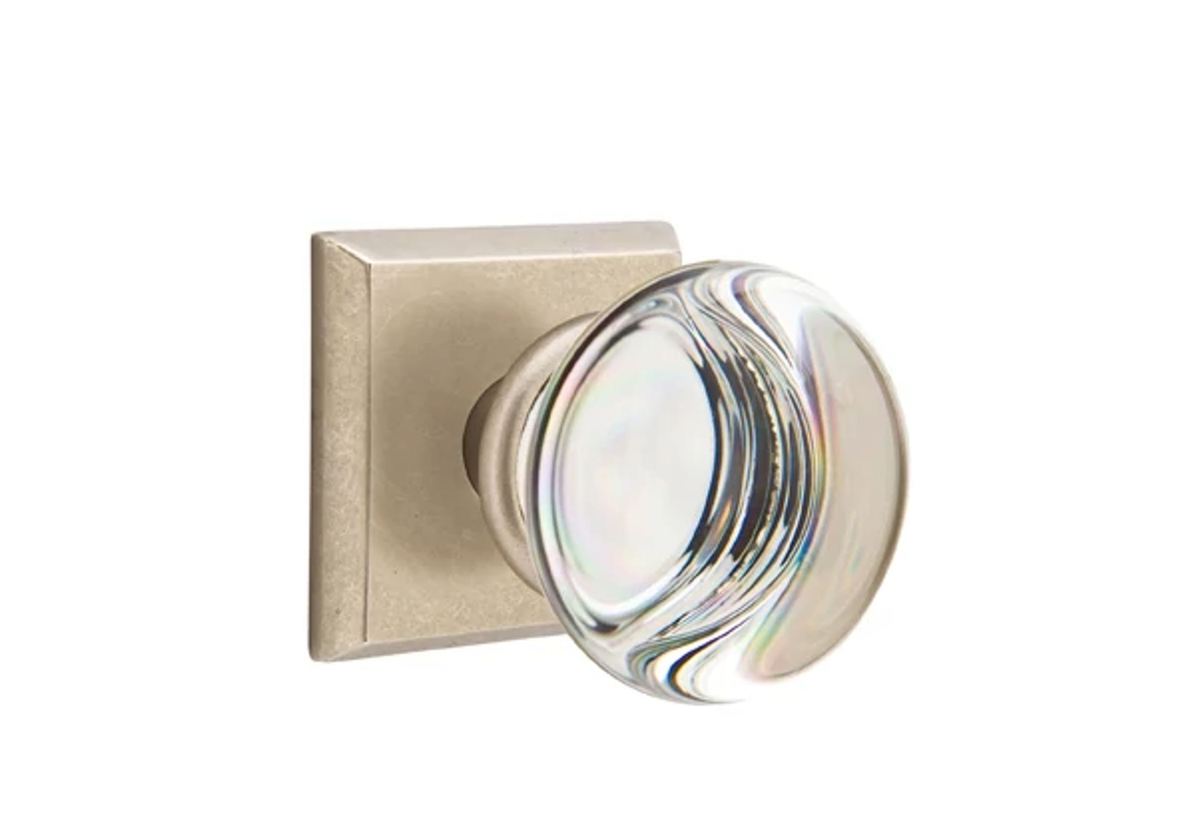 Emtek Concealed Fastener Providence Glass Knob Set with Sandcast Bronze #6 Rosette