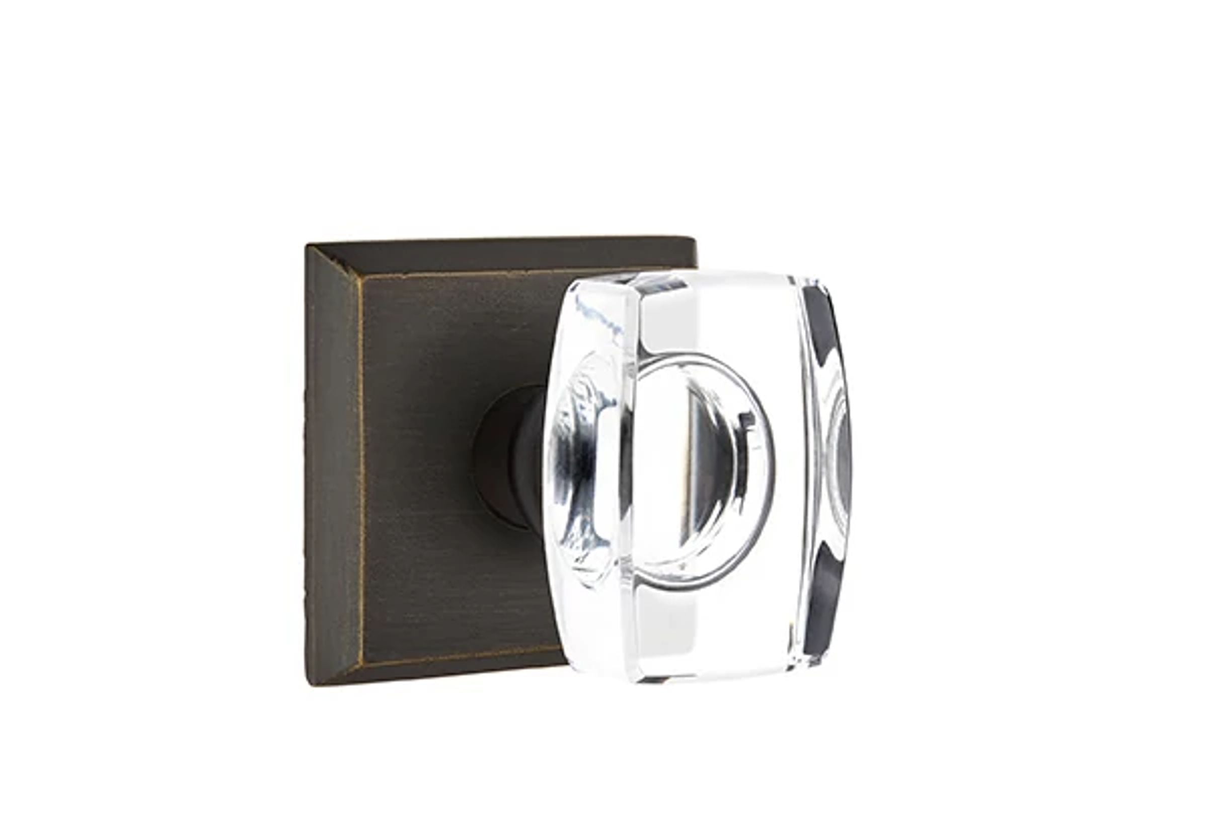 Emtek Windsor Glass Knob Set with Sandcast Bronze #6 Rosette