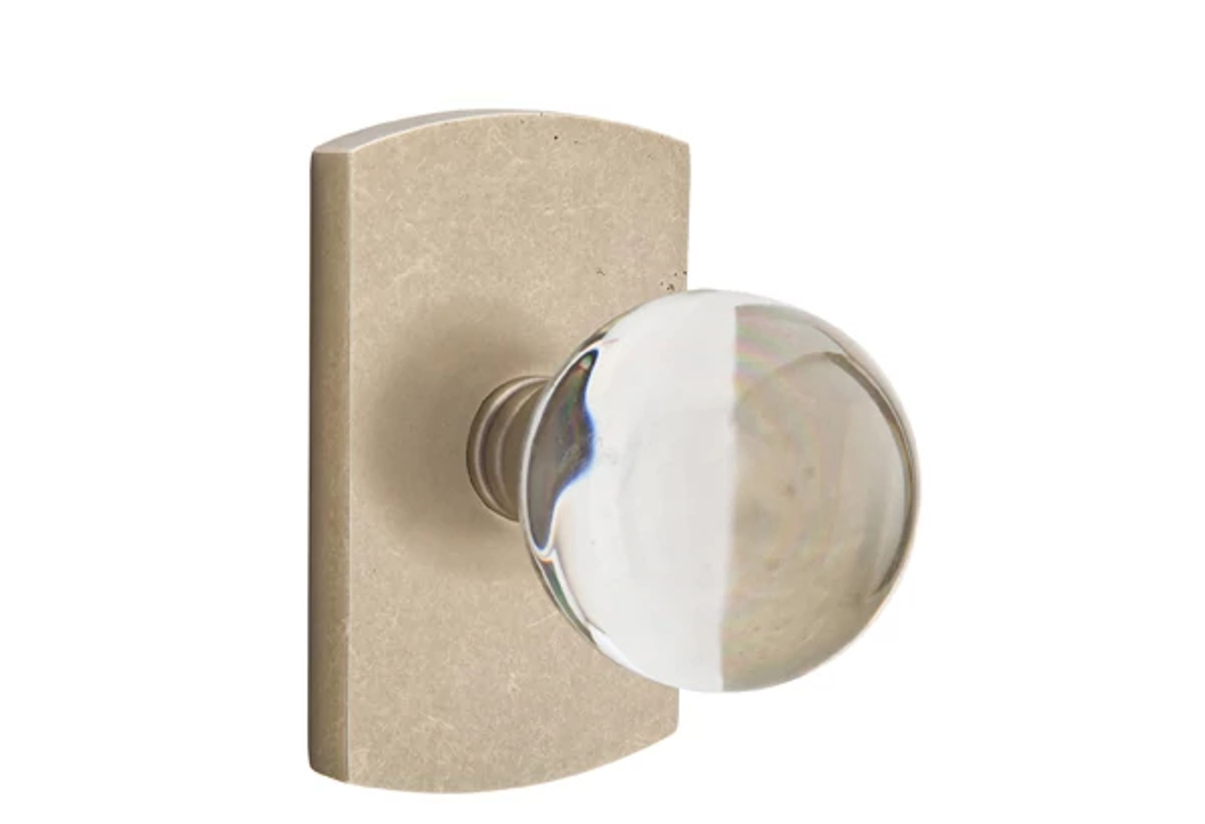 Emtek Concealed Fastener Bristol Glass Knob Set with Sandcast Bronze #4 Rosette