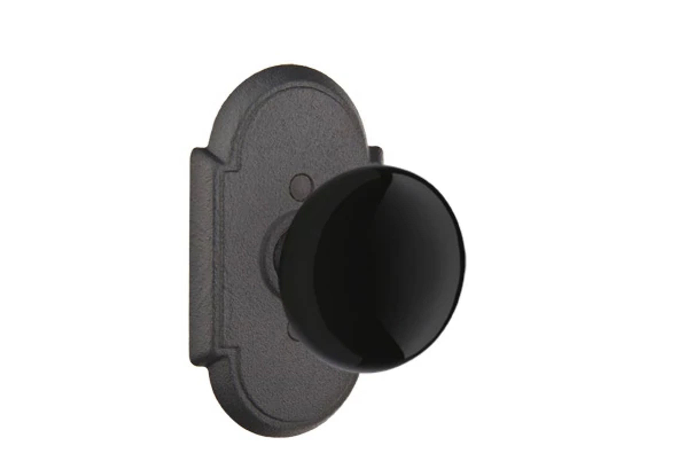 Emtek Madison Black Knob Set with Wrought Steel #1 Rosette