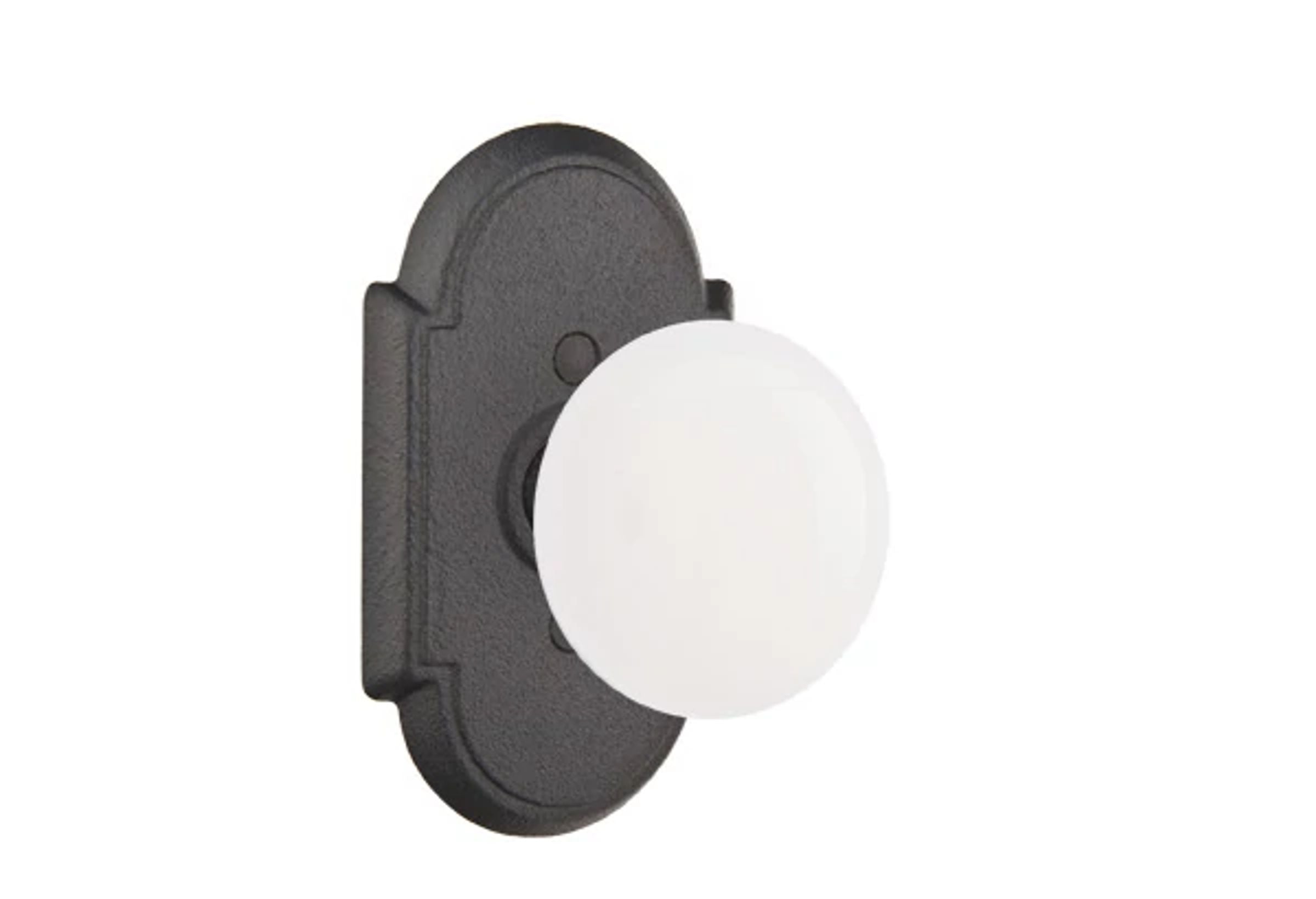 Emtek Madison Ivory Knob Set with Wrought Steel #1 Rosette