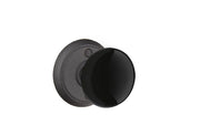 Emtek Madison Black Knob Set with Wrought Steel #2 Rosette