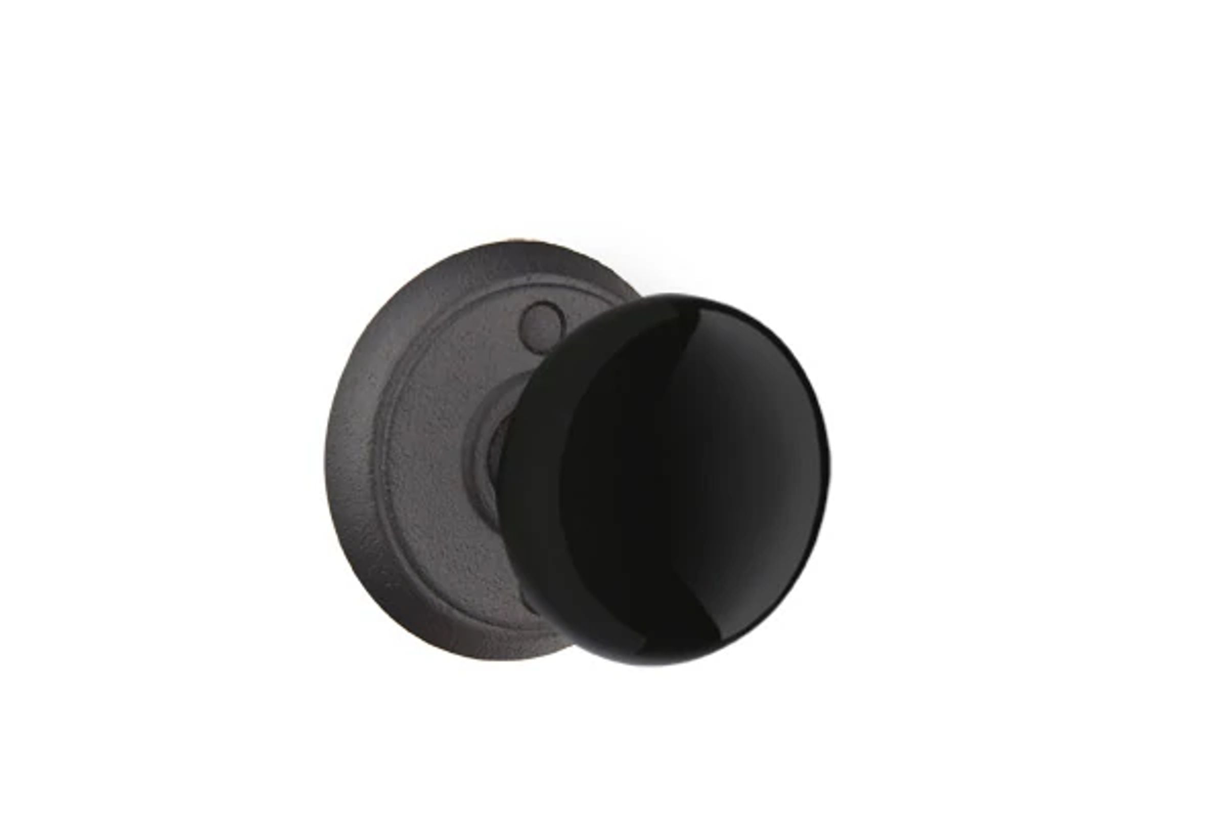 Emtek Madison Black Knob Set with Wrought Steel #2 Rosette