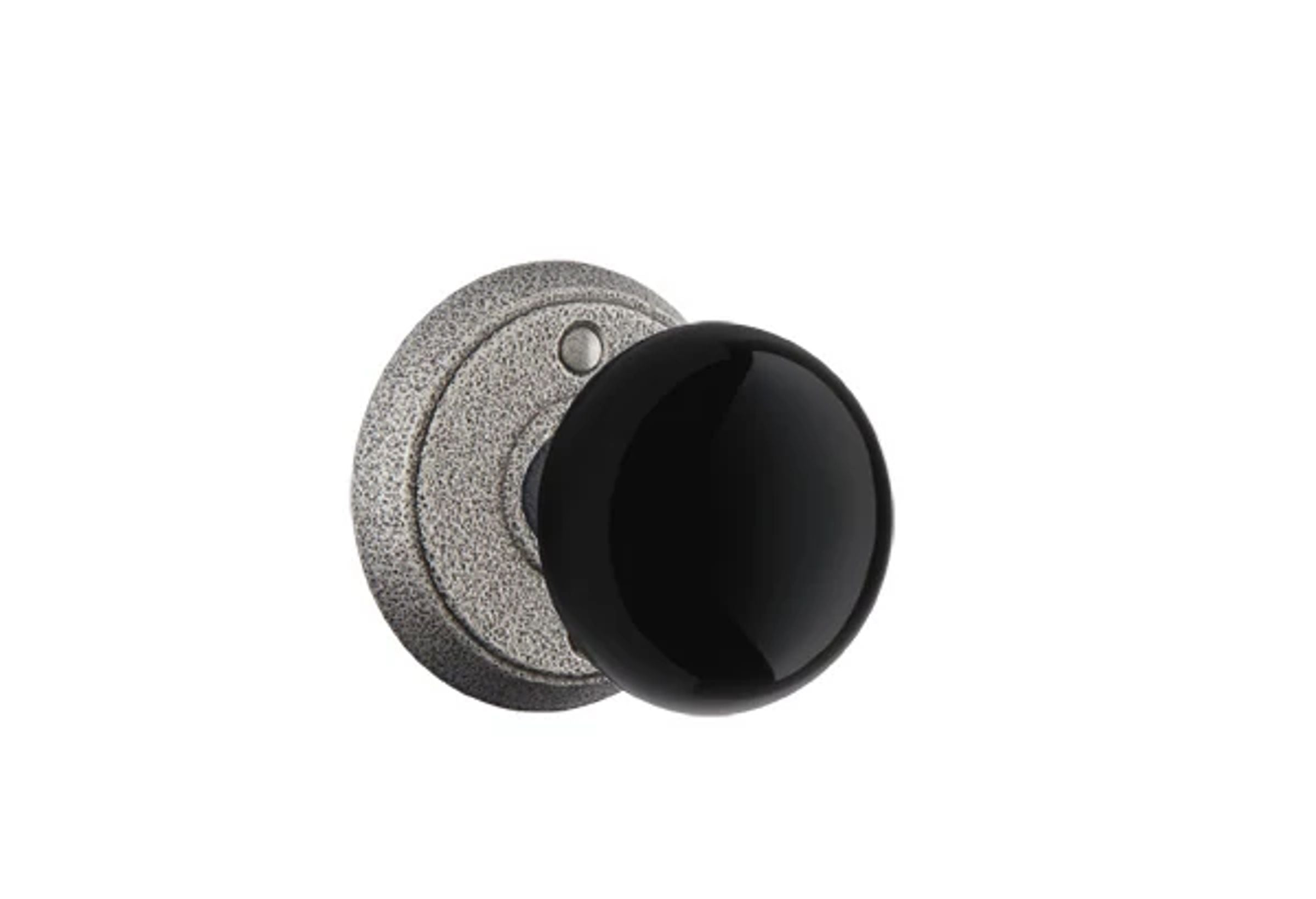 Emtek Madison Black Knob Set with Wrought Steel #2 Rosette