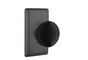 Emtek Madison Black Knob Set with Wrought Steel #3 Rosette