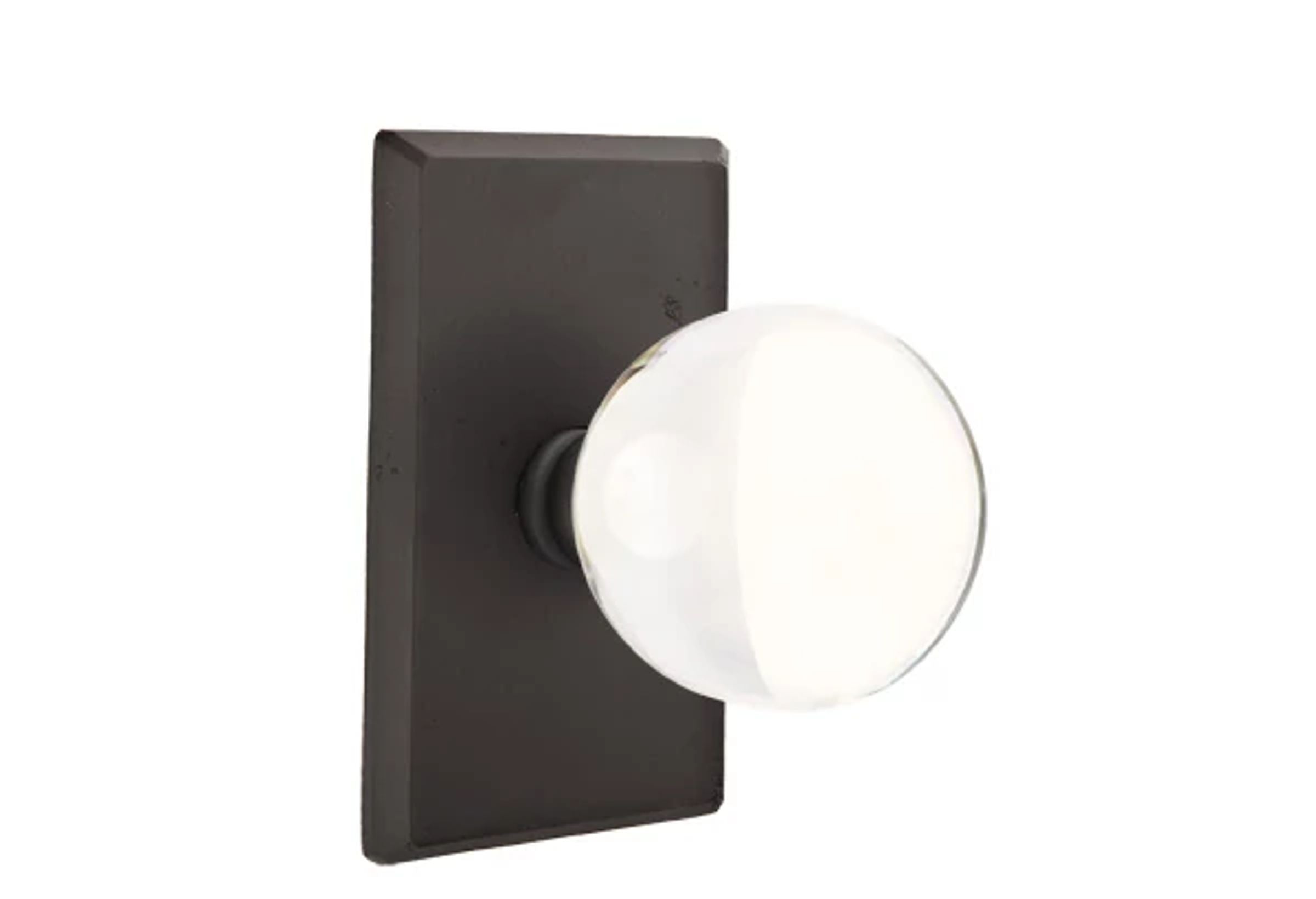 Emtek Bristol Glass Knob Set with Sandcast Bronze #3 Rosette