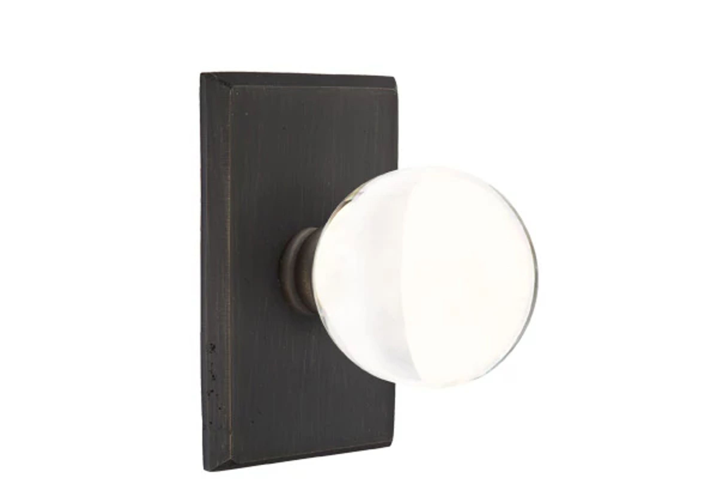 Emtek Concealed Fastener Bristol Glass Knob Set with Sandcast Bronze #3 Rosette