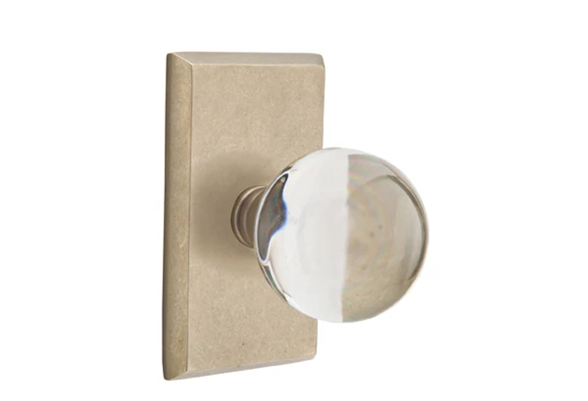 Emtek Concealed Fastener Bristol Glass Knob Set with Sandcast Bronze #3 Rosette