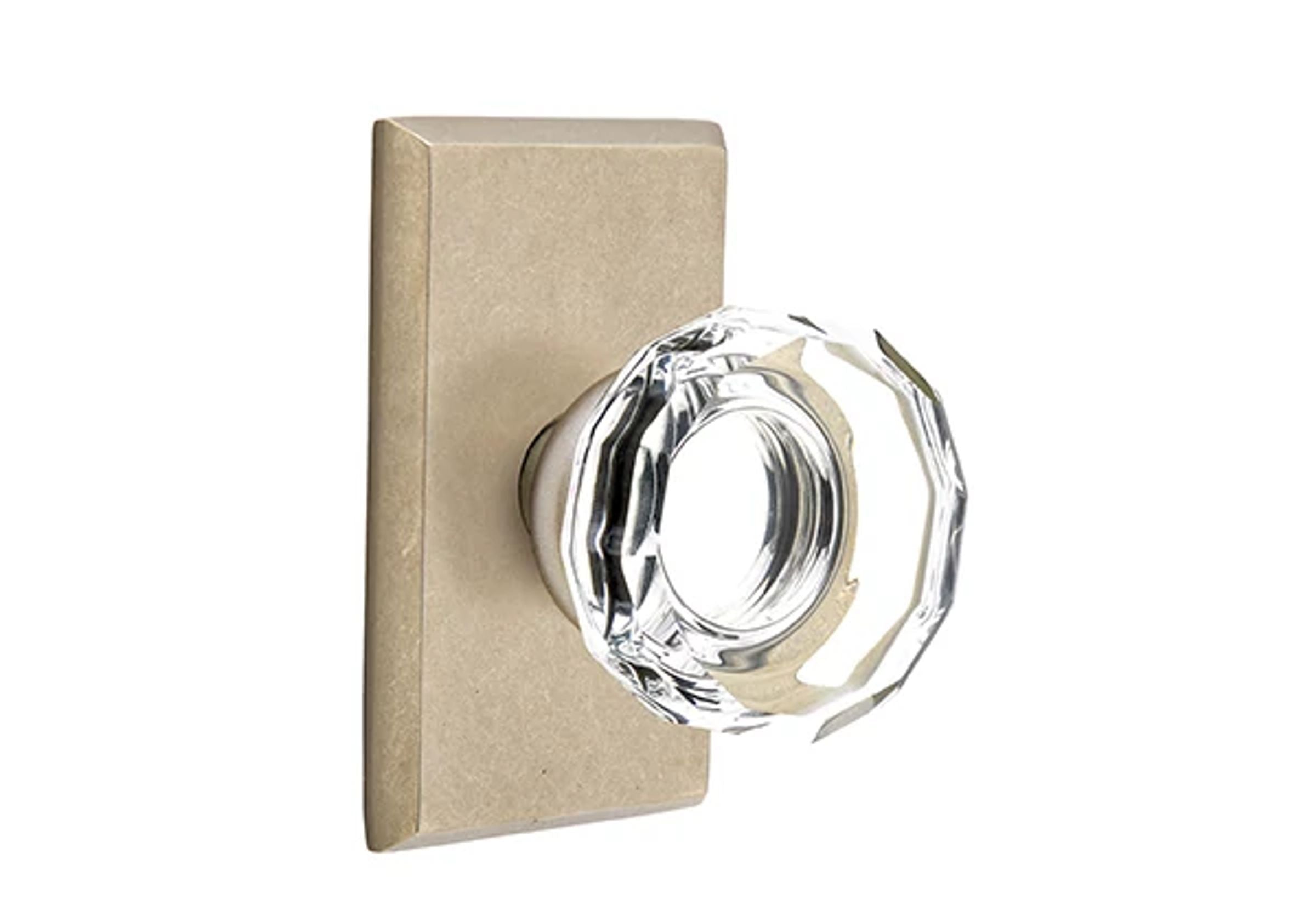 Emtek Concealed Fastener Lowell Glass Knob Set with Sandcast Bronze #3 Rosette