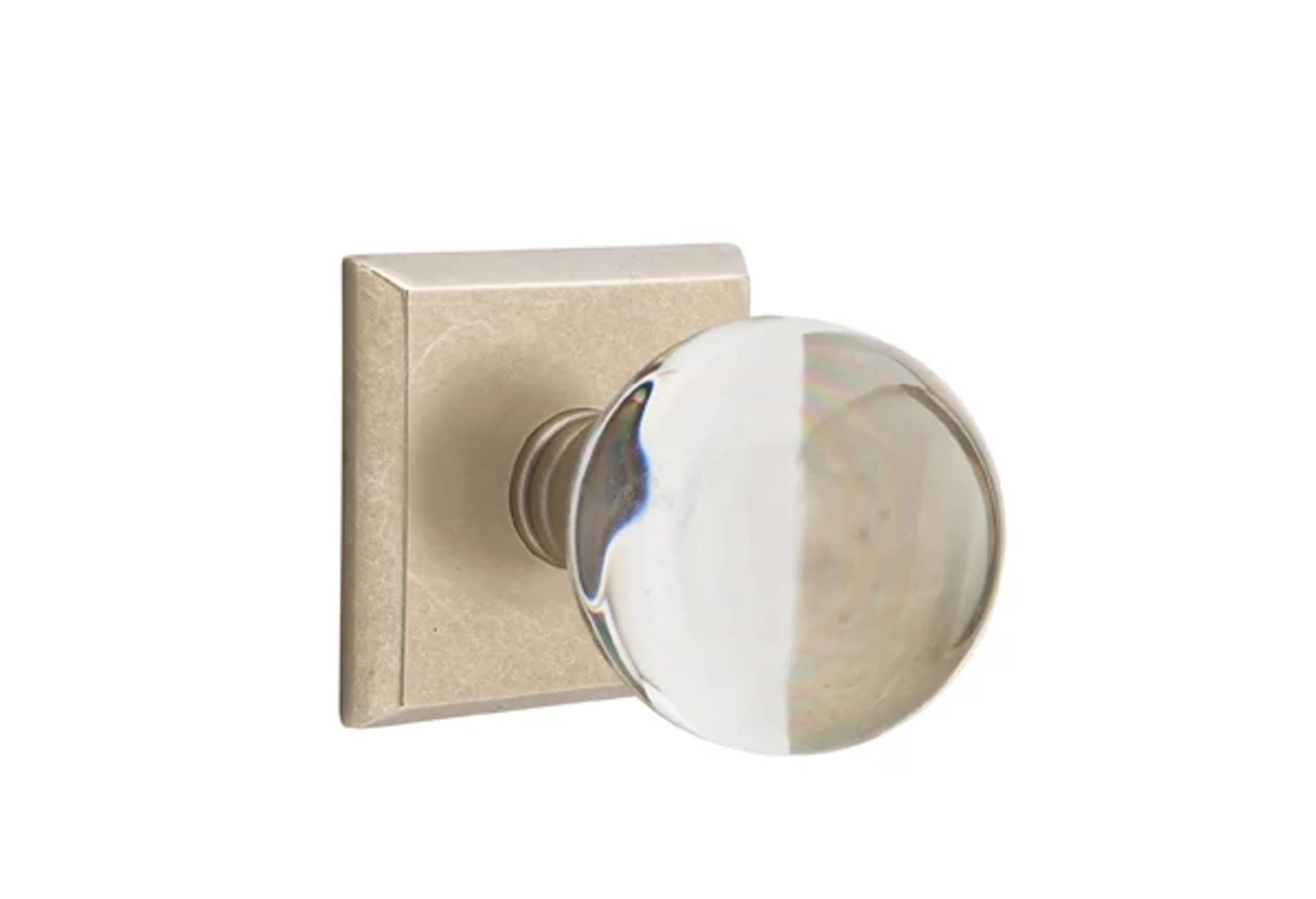 Emtek Concealed Fastener Bristol Glass Knob Set with Sandcast Bronze #6 Rosette