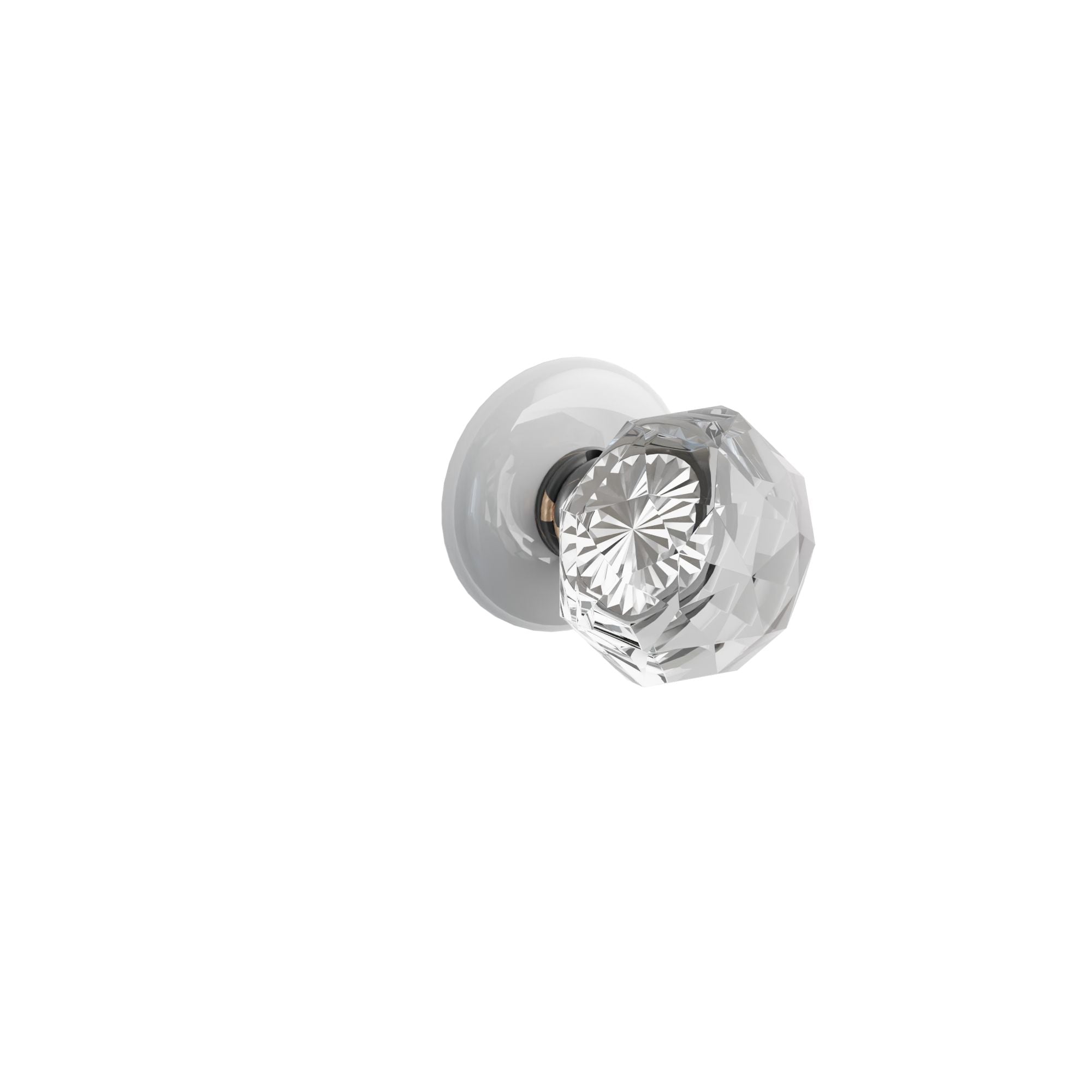 Emtek Diamond Glass Knob Set with Ice White Porcelain Rosette