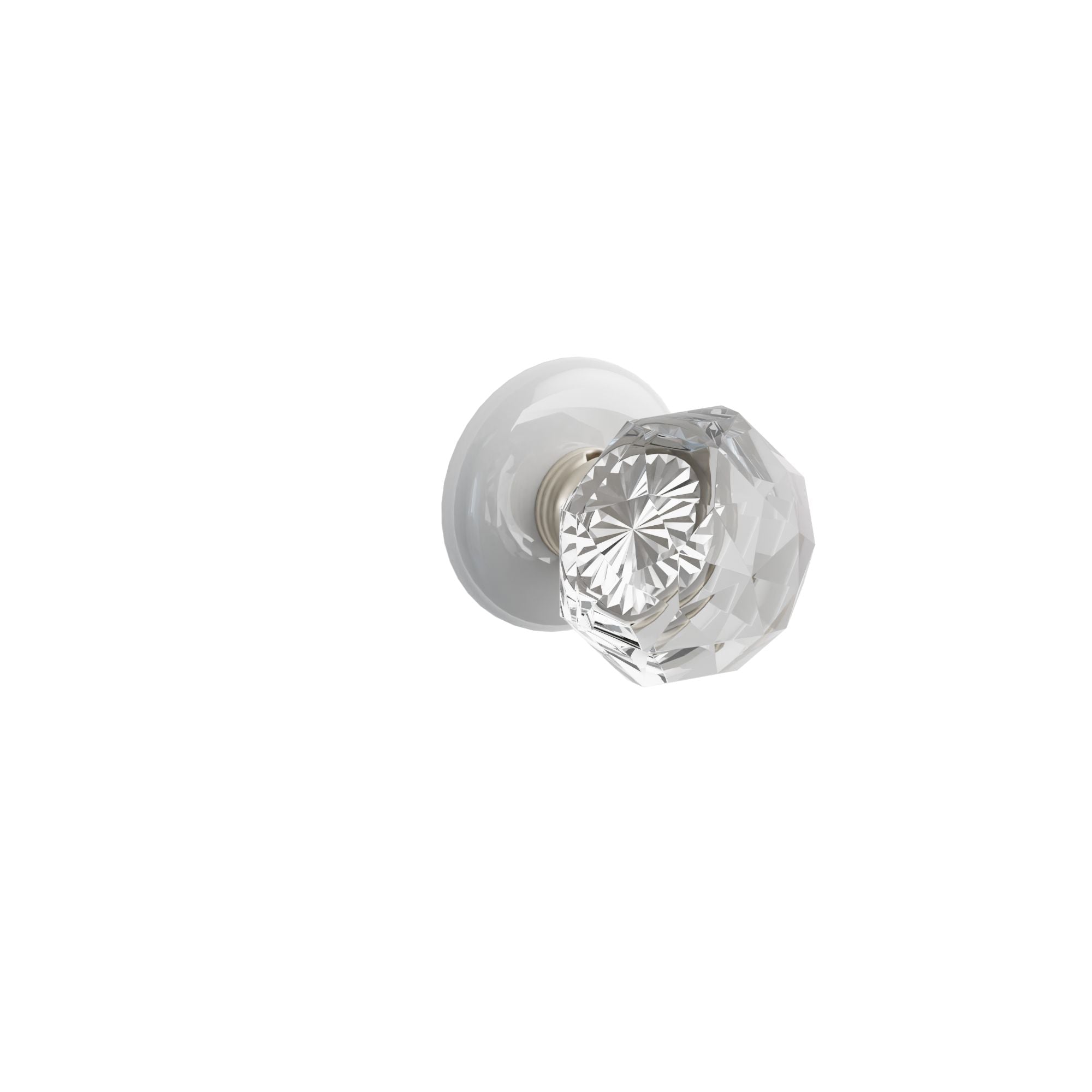 Emtek Diamond Glass Knob Set with Ice White Porcelain Rosette