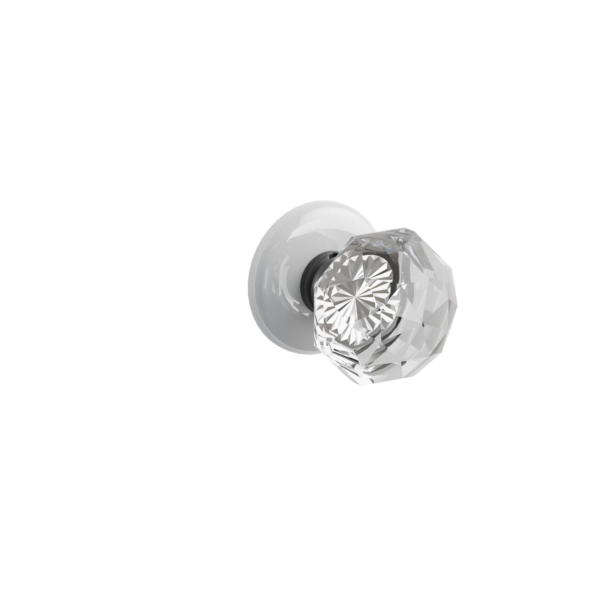 Emtek Diamond Glass Knob Set with Ice White Porcelain Rosette