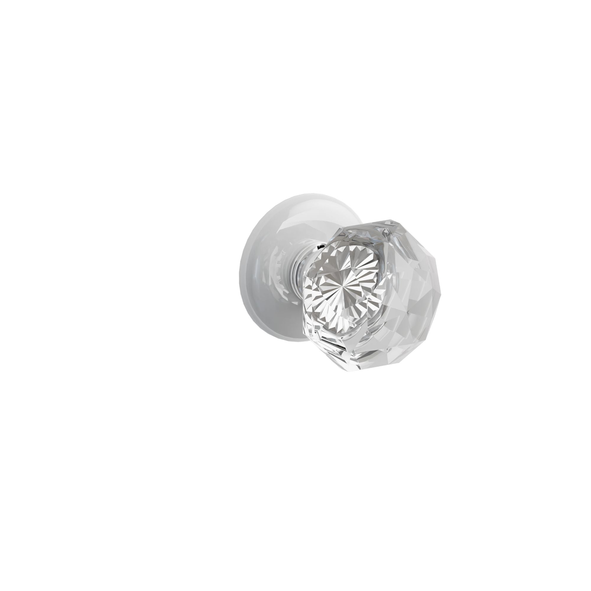 Emtek Diamond Glass Knob Set with Ice White Porcelain Rosette