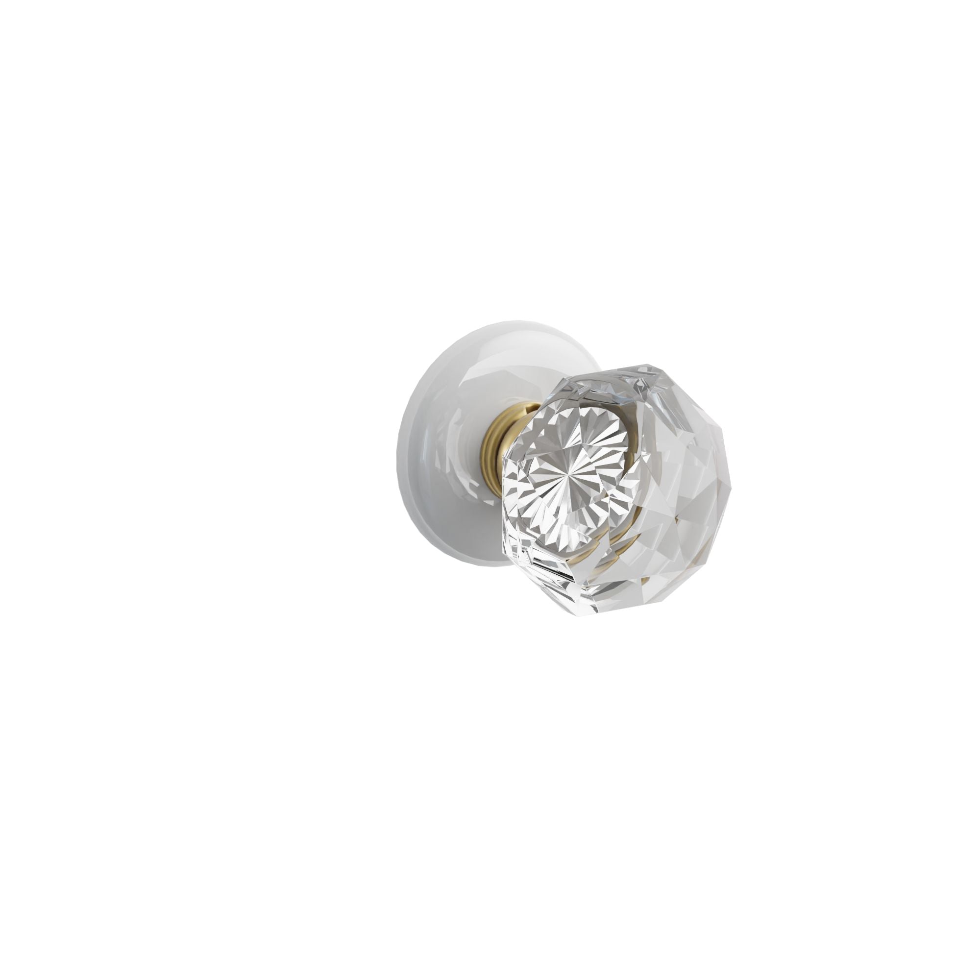 Emtek Diamond Glass Knob Set with Ice White Porcelain Rosette