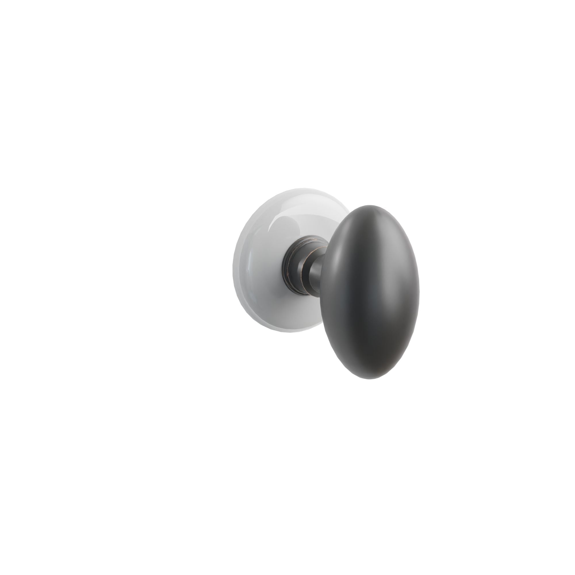 Emtek Egg Knob Set with Ice White Porcelain Rosette