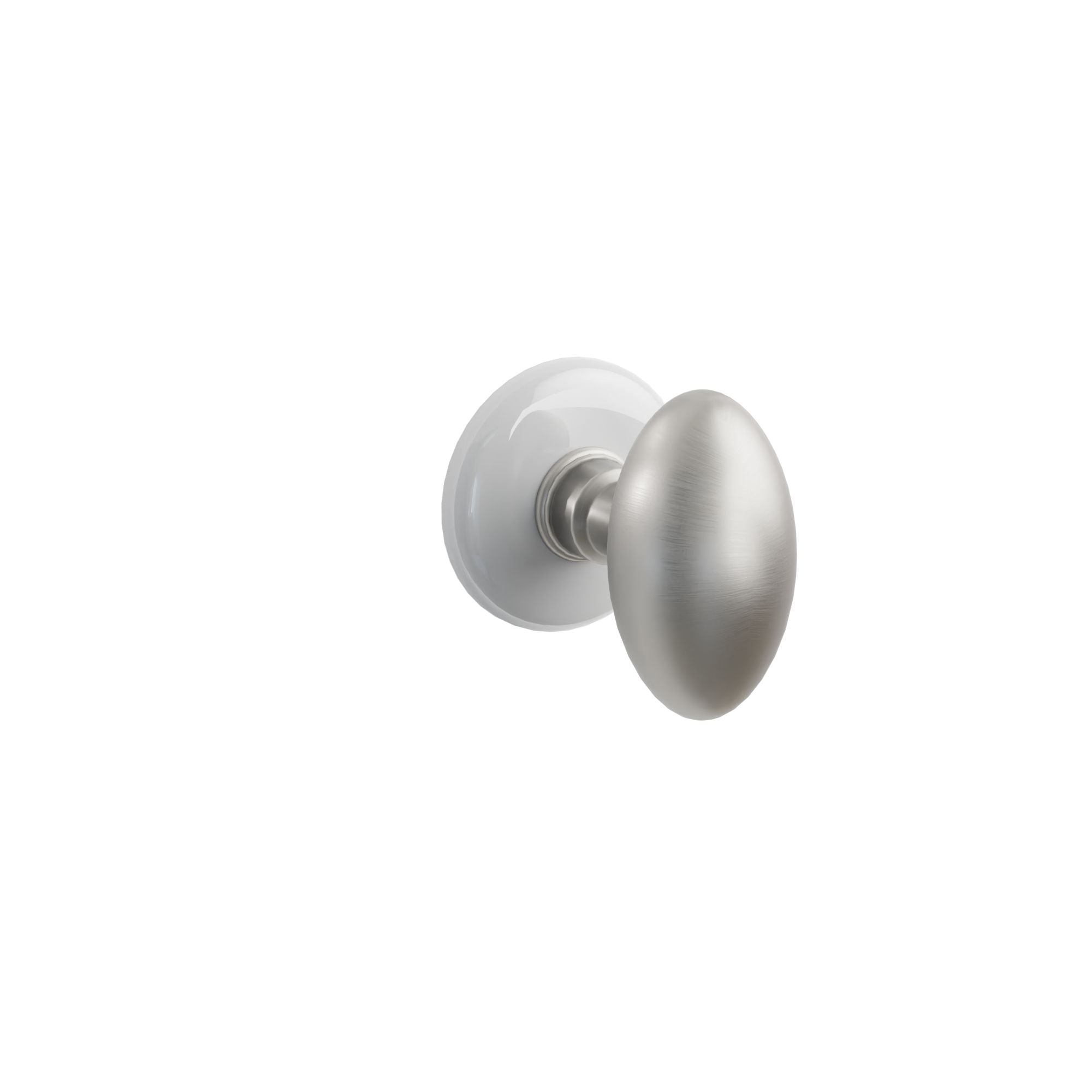 Emtek Egg Knob Set with Ice White Porcelain Rosette