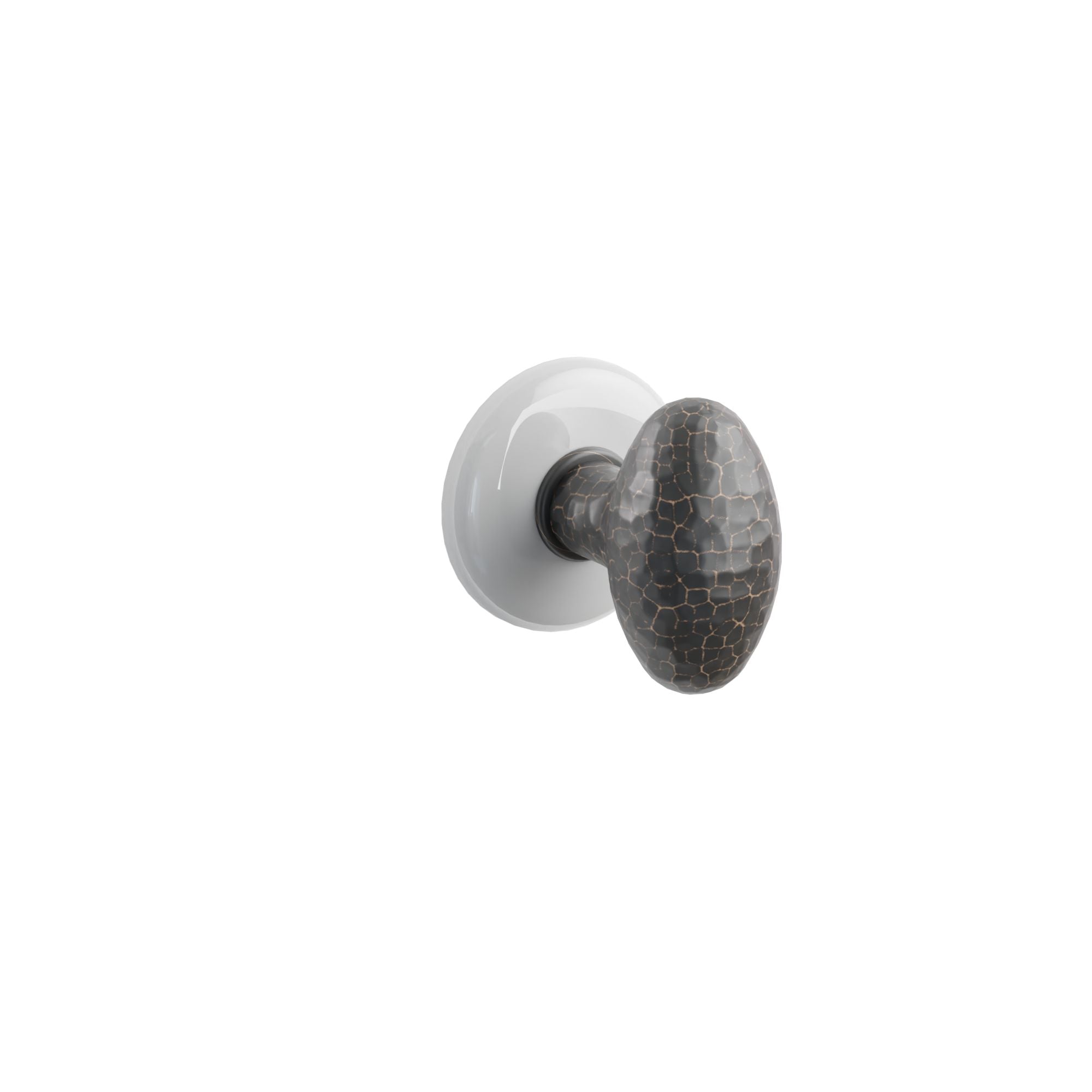 Emtek Hammered Egg Knob Set with Ice White Porcelain Rosette
