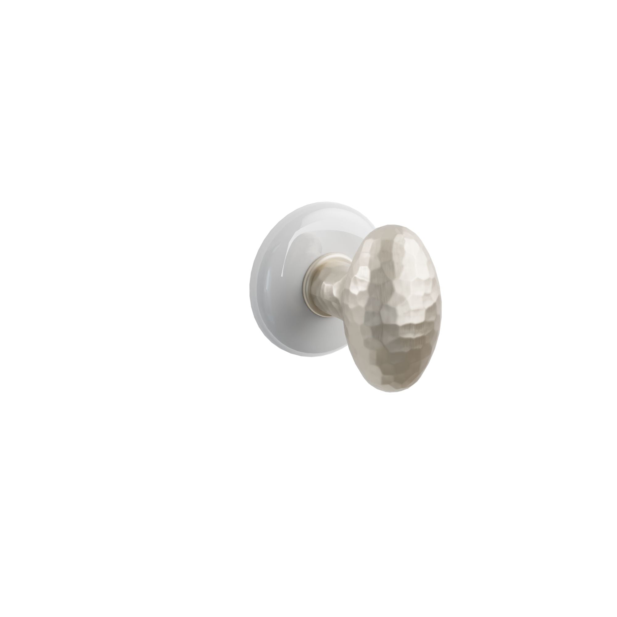 Emtek Hammered Egg Knob Set with Ice White Porcelain Rosette