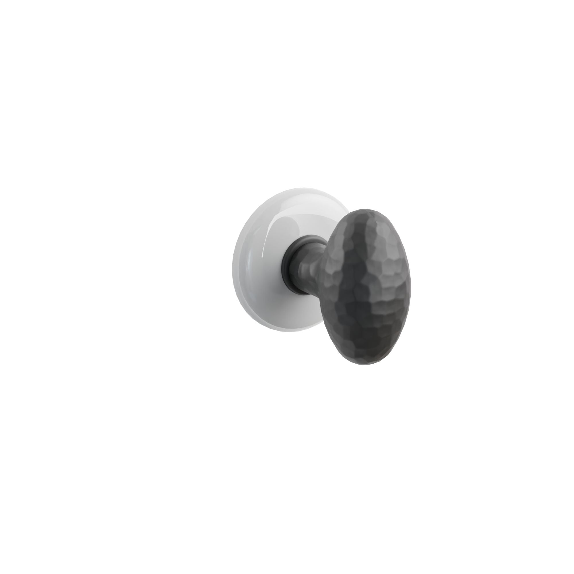 Emtek Hammered Egg Knob Set with Ice White Porcelain Rosette