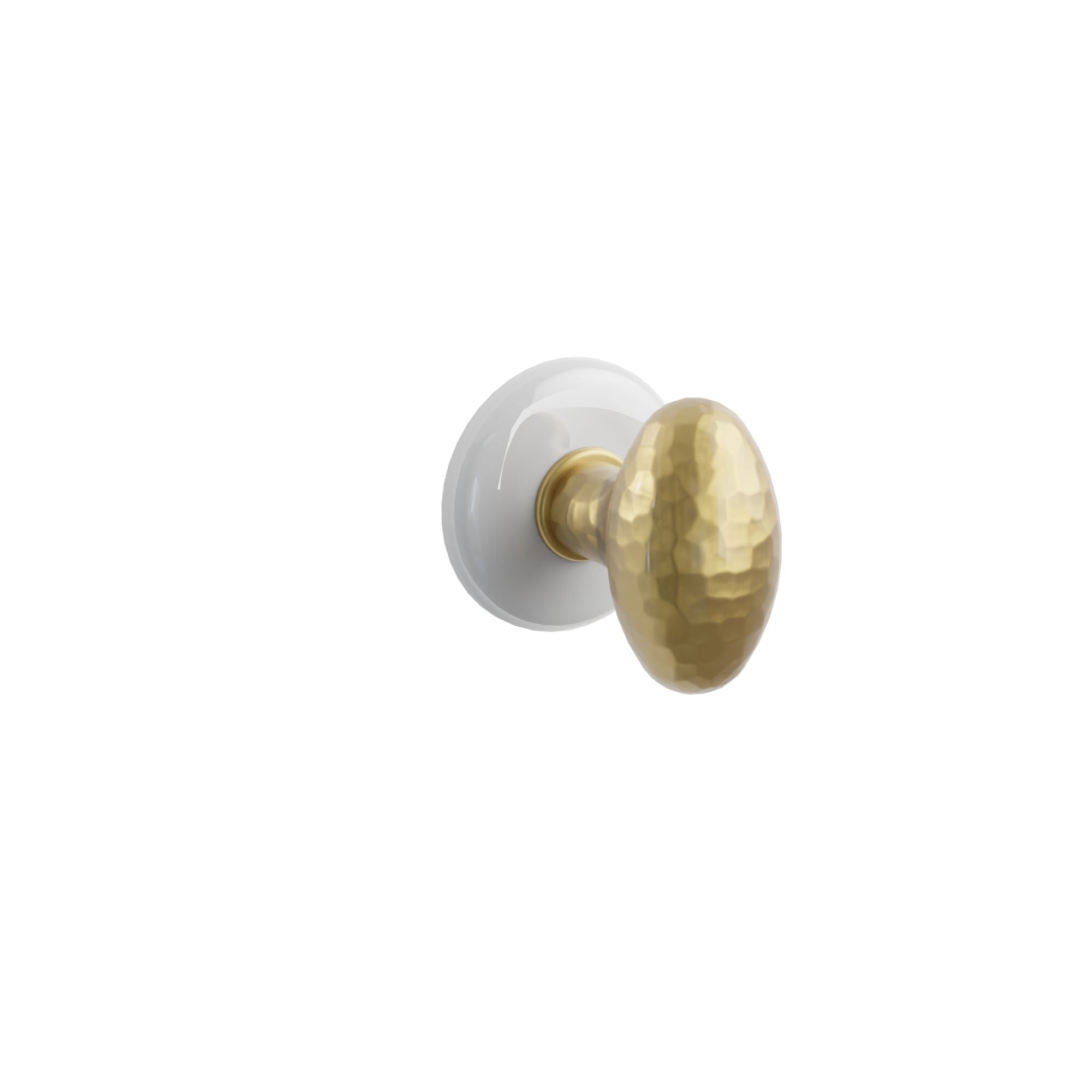 Emtek Hammered Egg Knob Set with Ice White Porcelain Rosette