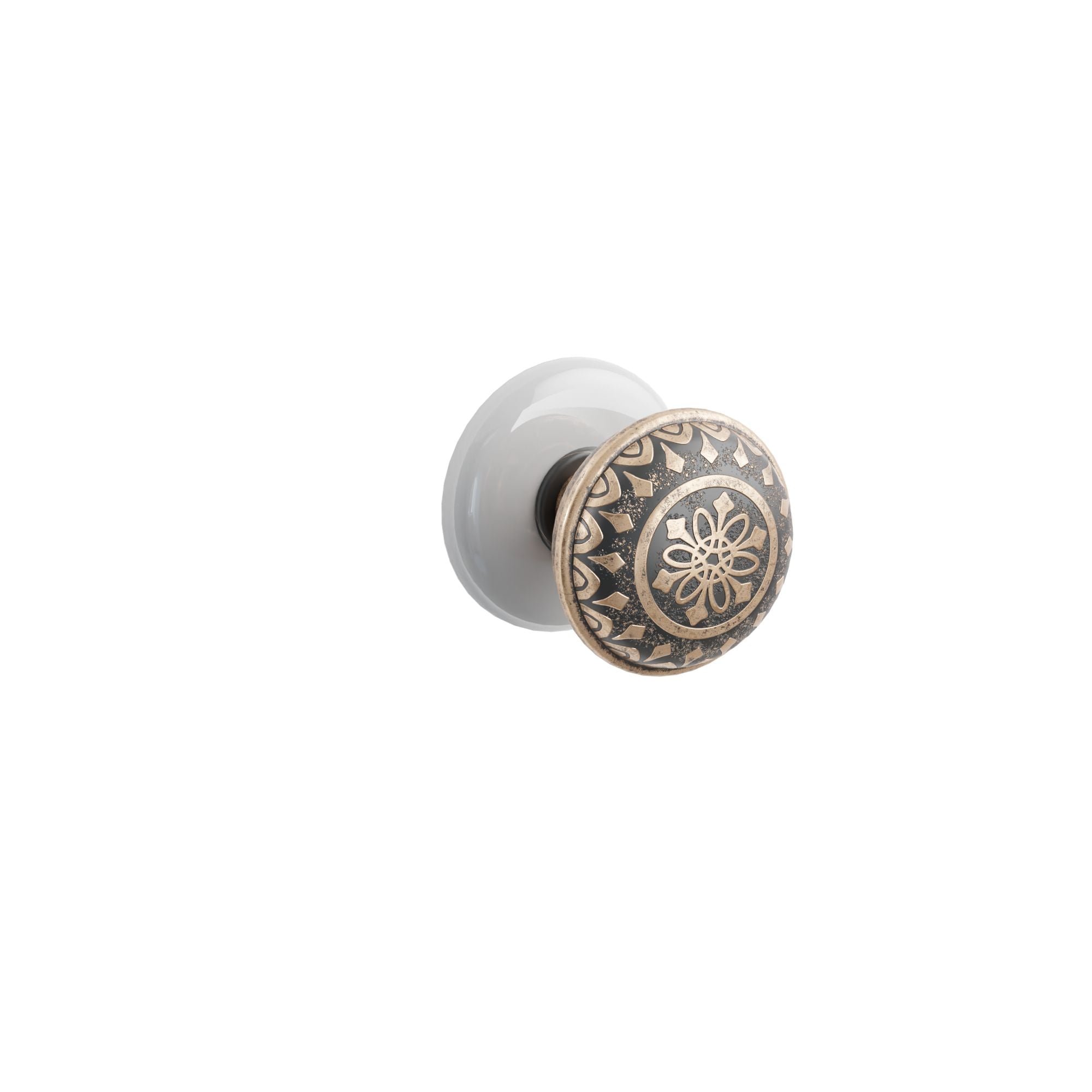 Emtek Lancaster Knob Set with Ice White Porcelain Rosette