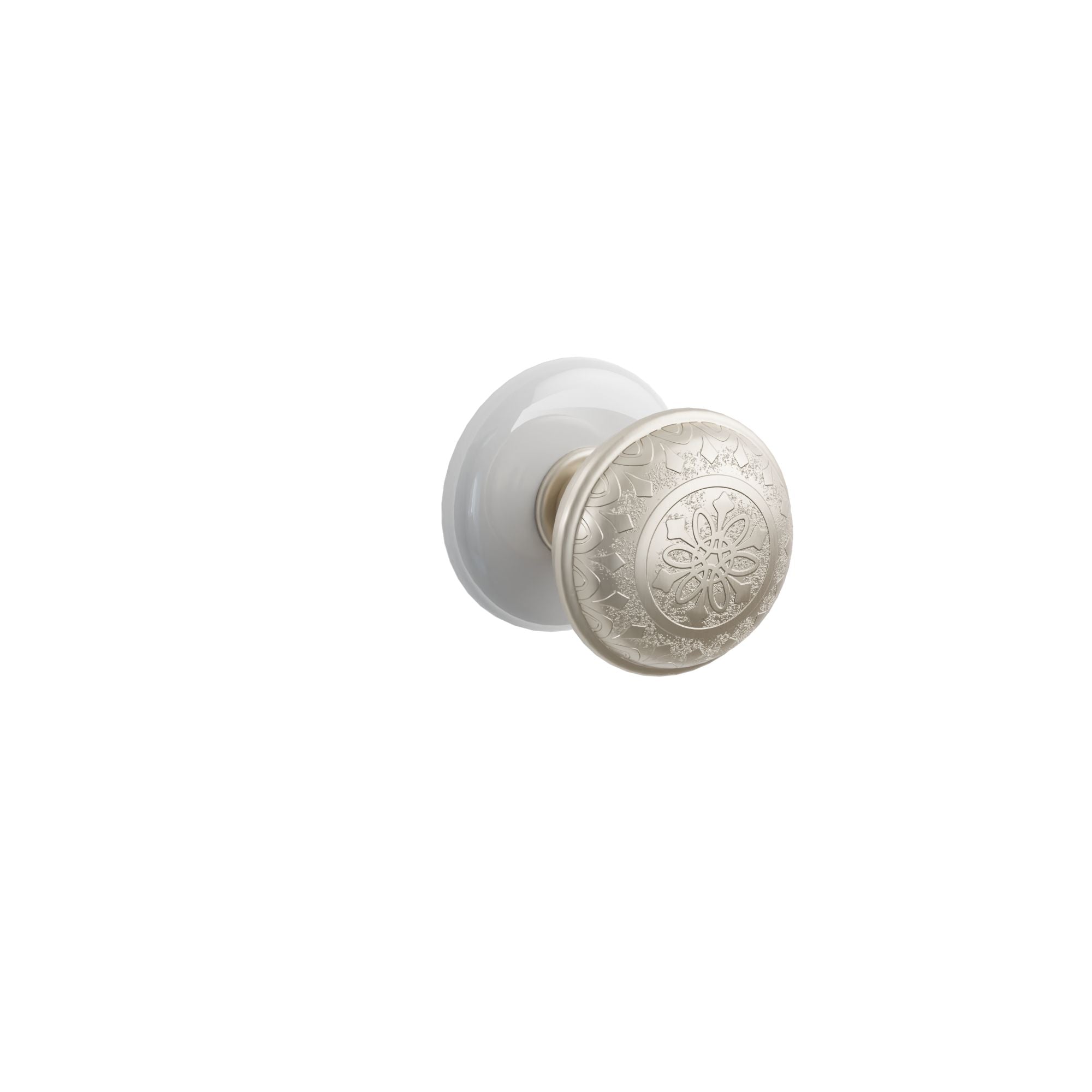 Emtek Lancaster Knob Set with Ice White Porcelain Rosette