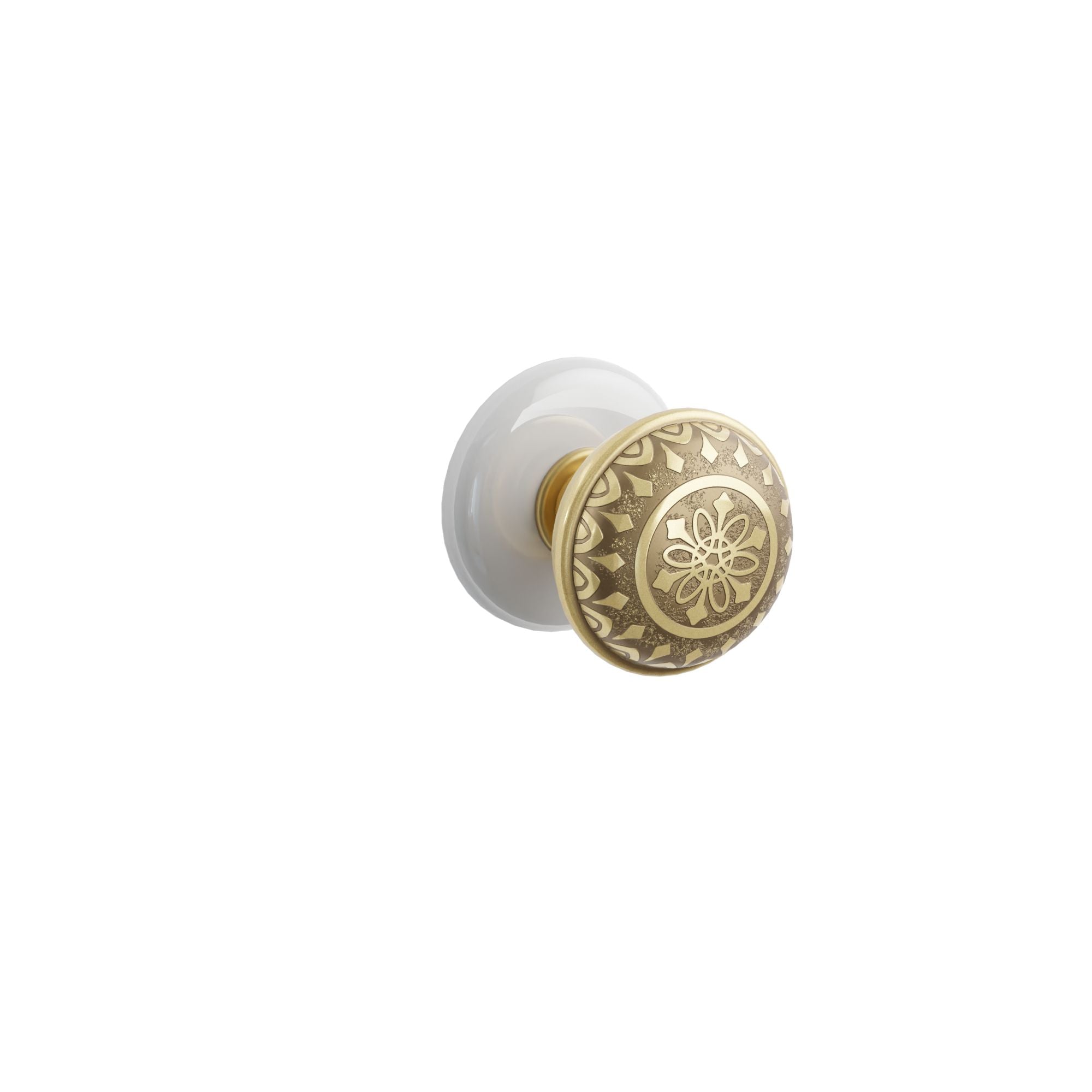 Emtek Lancaster Knob Set with Ice White Porcelain Rosette