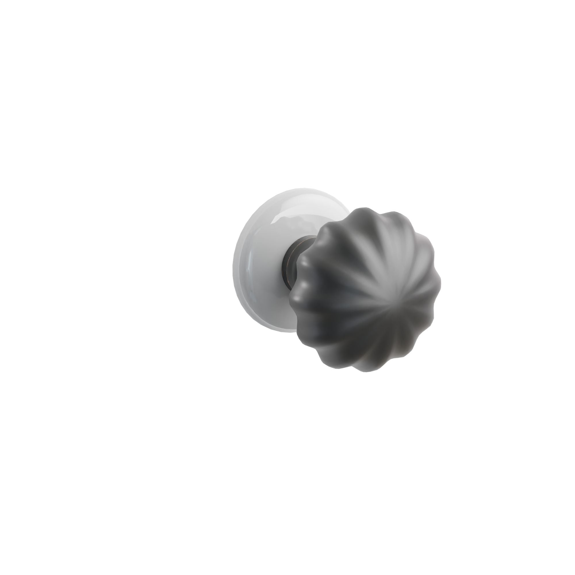 Emtek Melon Knob Set with Ice White Porcelain Rosette