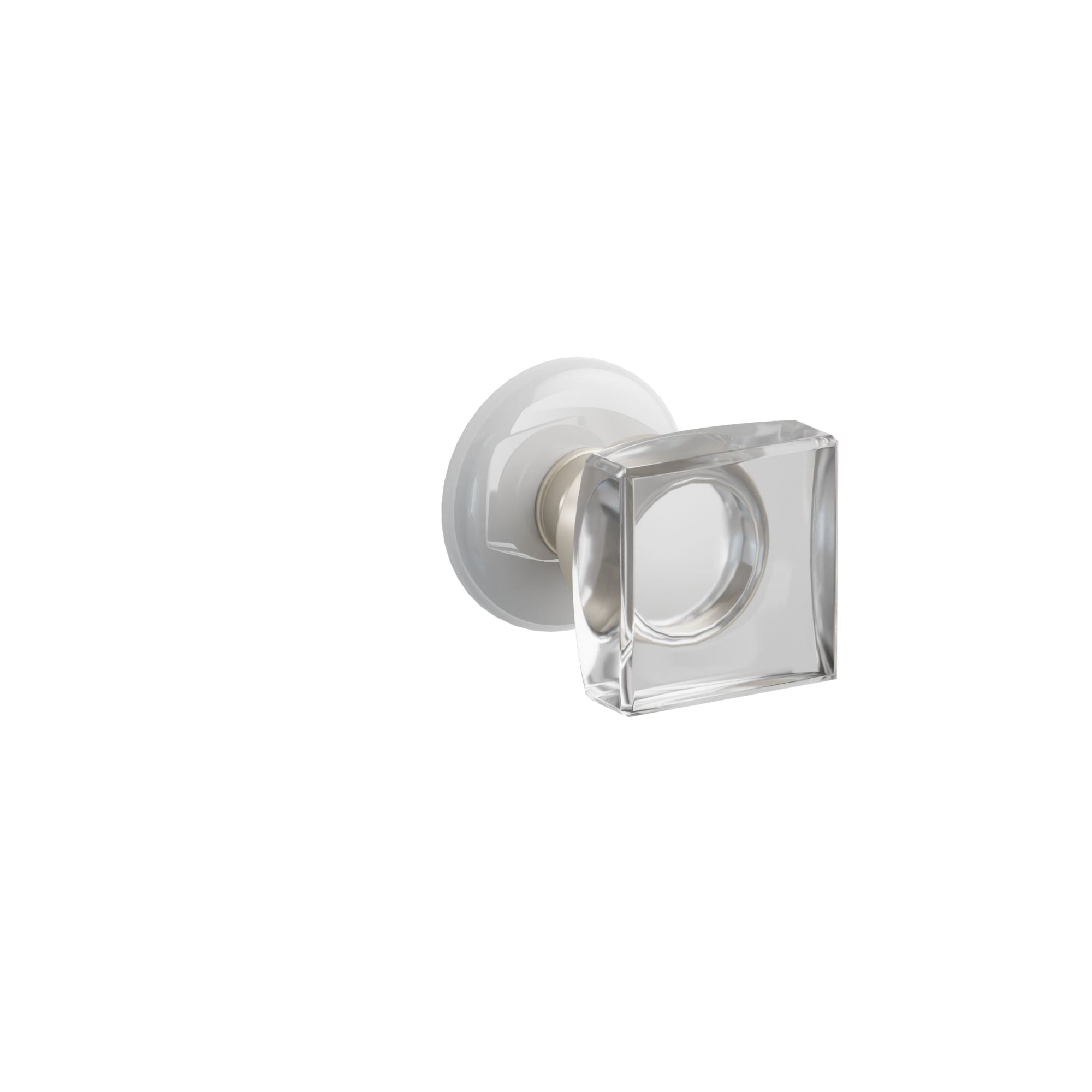 Emtek Modern Square Glass Knob Set with Ice White Porcelain Rosette