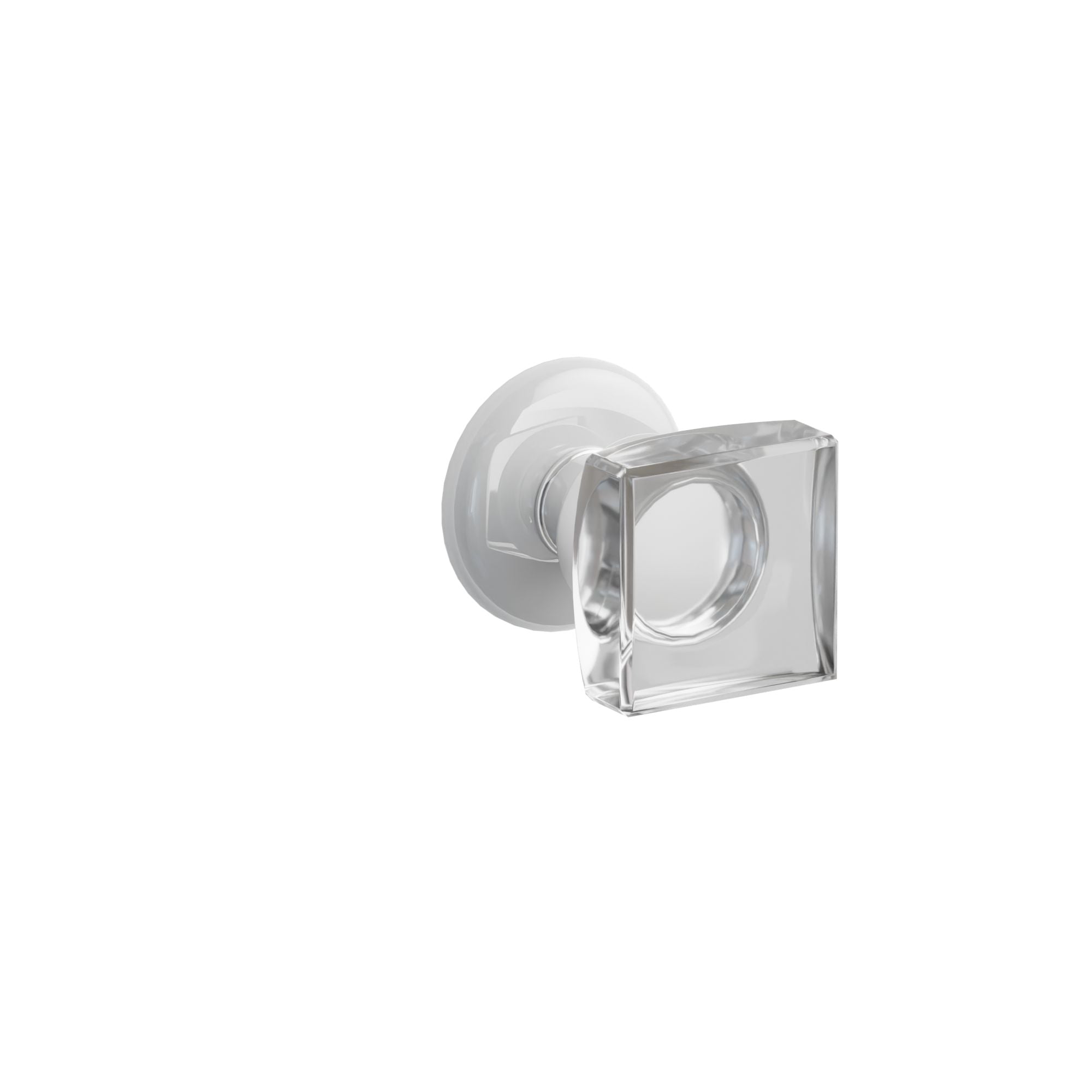 Emtek Modern Square Glass Knob Set with Ice White Porcelain Rosette