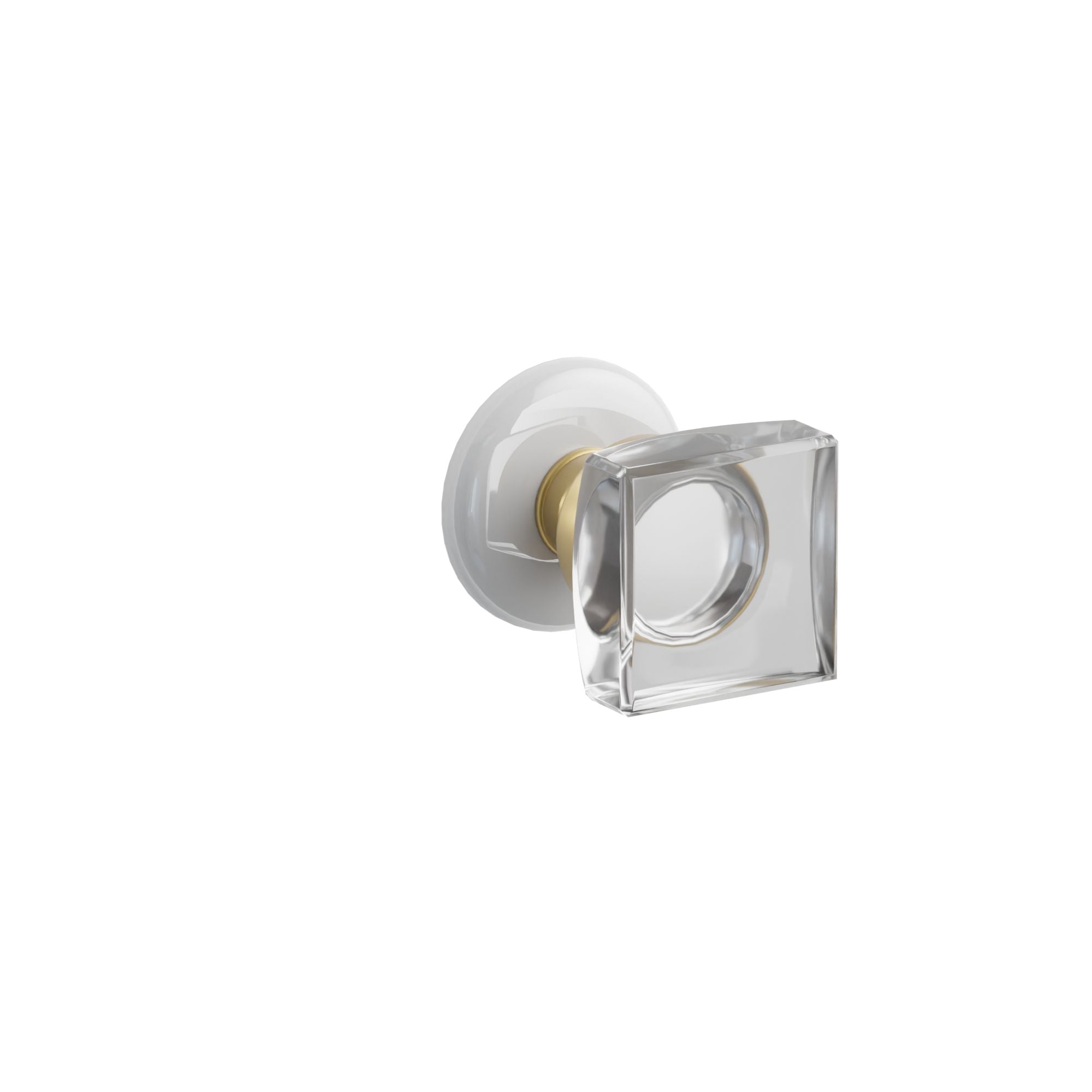 Emtek Modern Square Glass Knob Set with Ice White Porcelain Rosette
