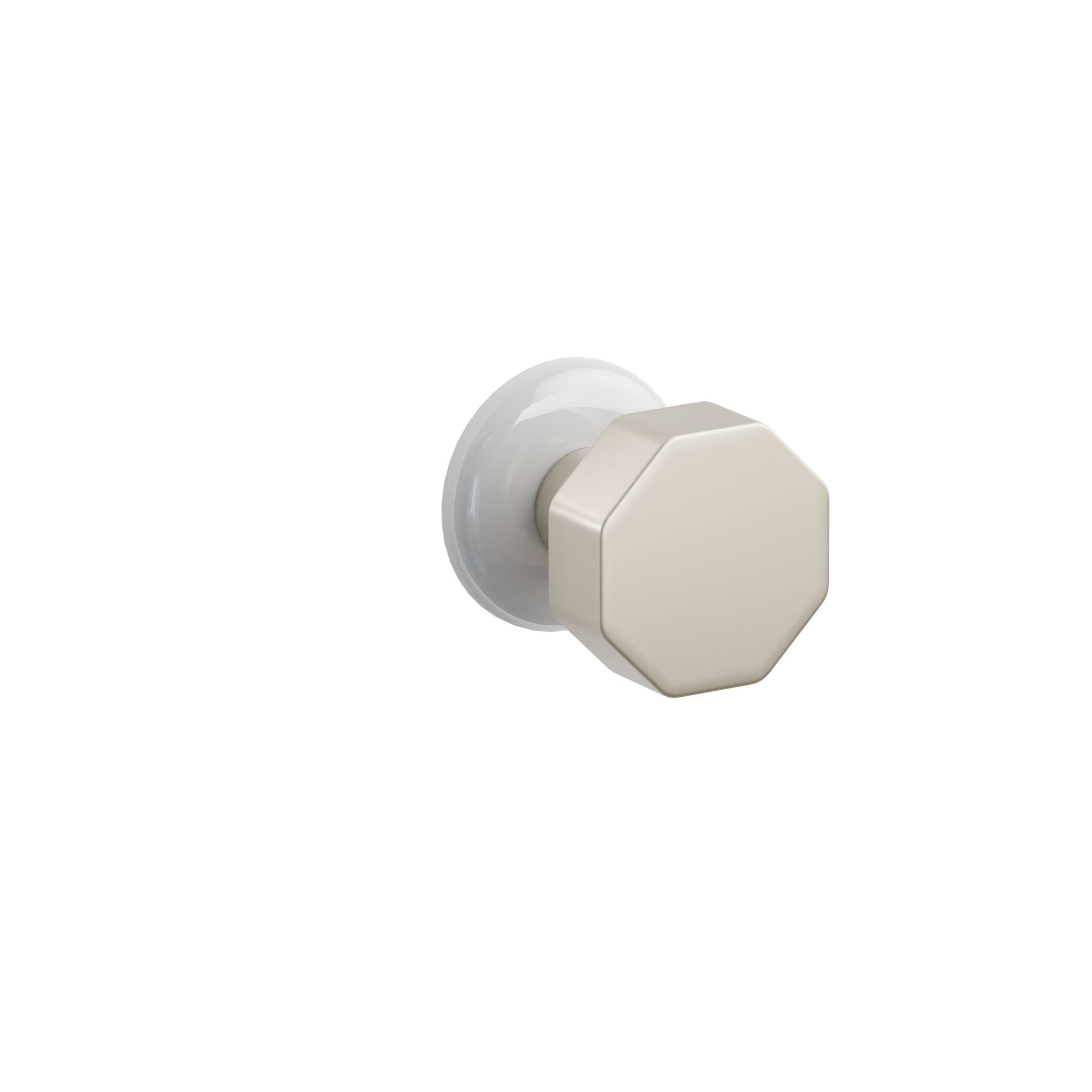 Emtek Octagon Knob Set with Ice White Porcelain Rosette