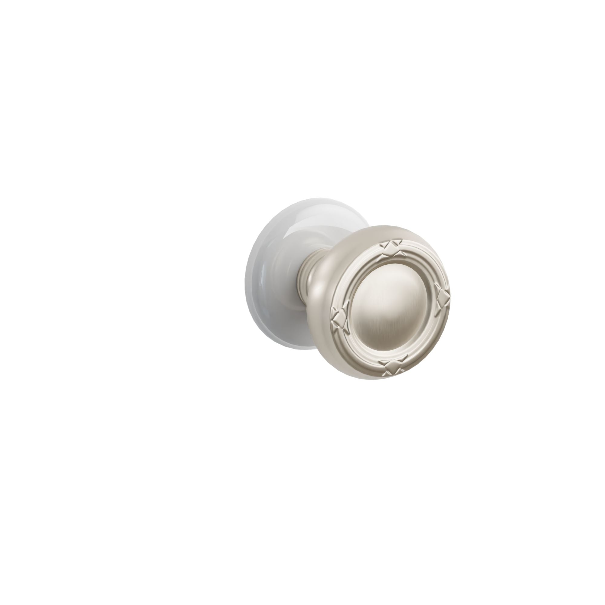 Emtek Ribbon & Reed Knob Set with Ice White Porcelain Rosette