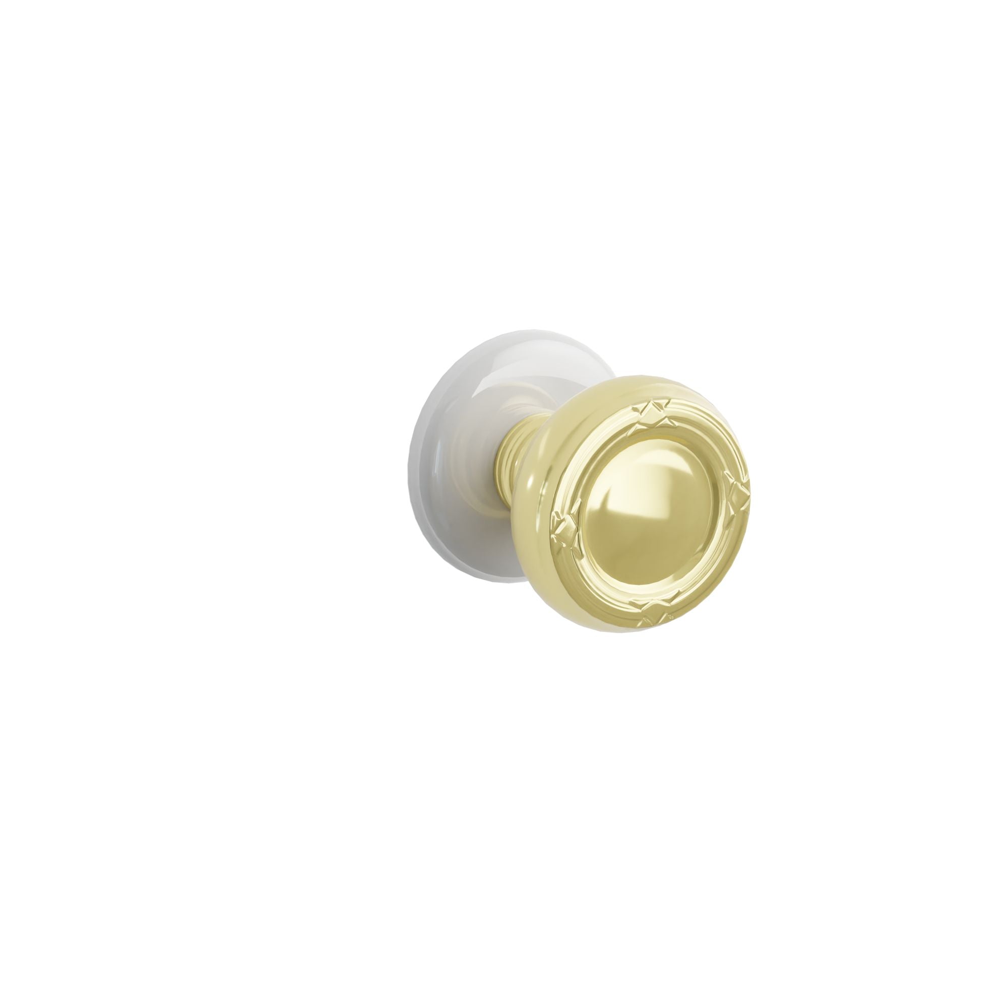 Emtek Ribbon & Reed Knob Set with Ice White Porcelain Rosette