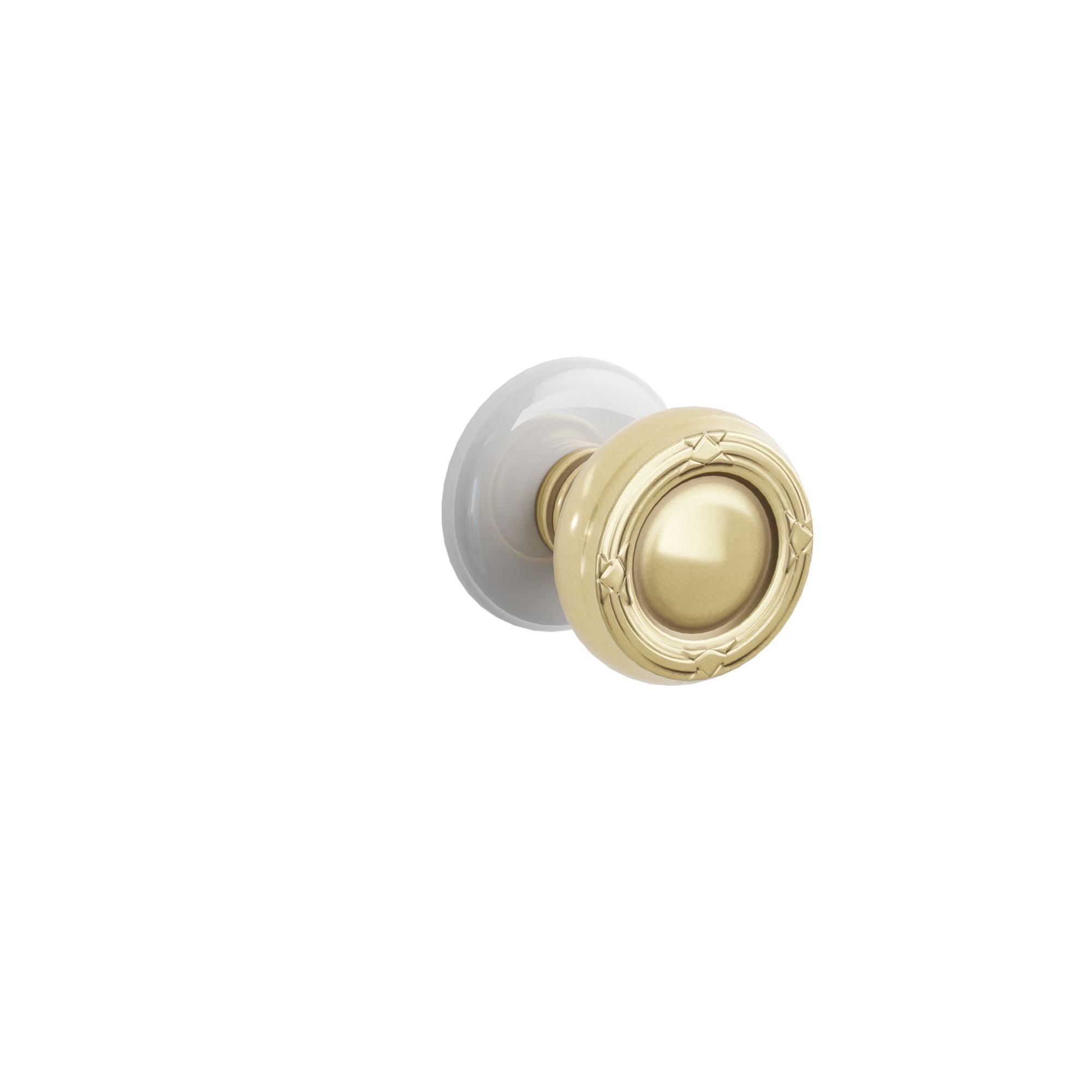 Emtek Ribbon & Reed Knob Set with Ice White Porcelain Rosette