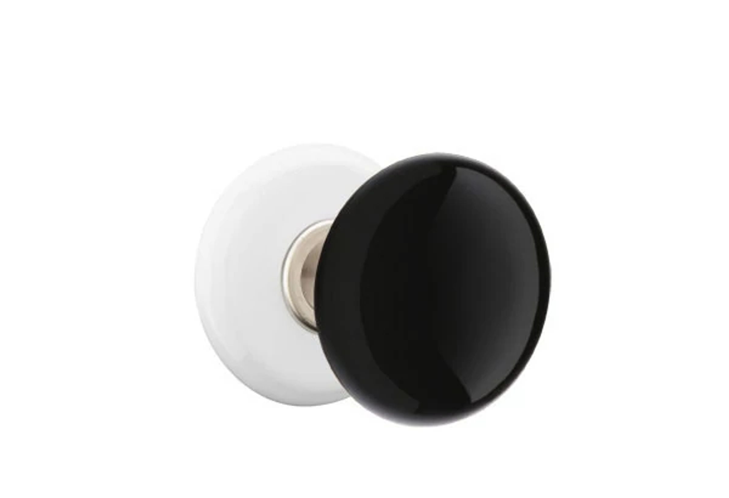 Emtek Ebony Porcelain Knob Set with Ice White Porcelain Rosette