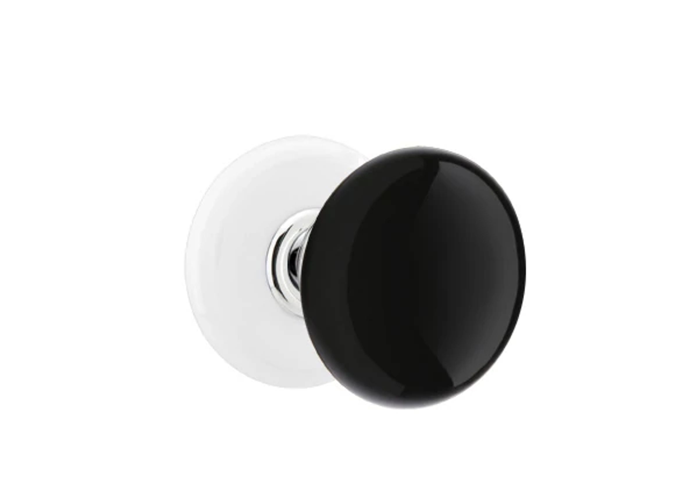 Emtek Ebony Porcelain Knob Set with Ice White Porcelain Rosette