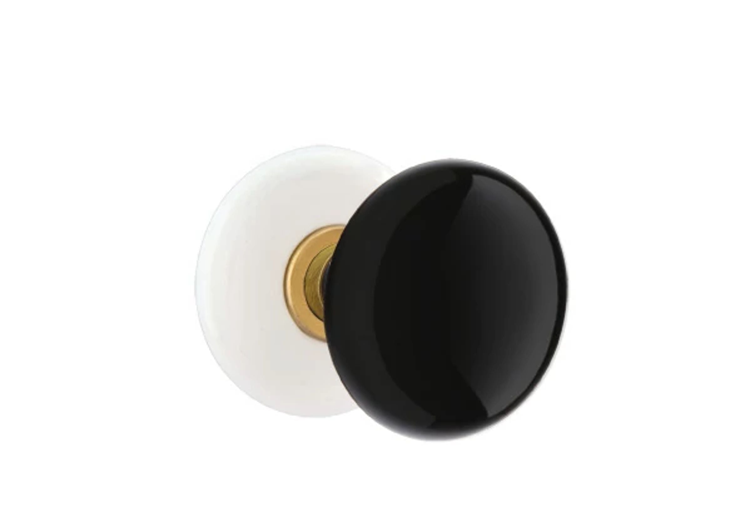 Emtek Ebony Porcelain Knob Set with Ice White Porcelain Rosette