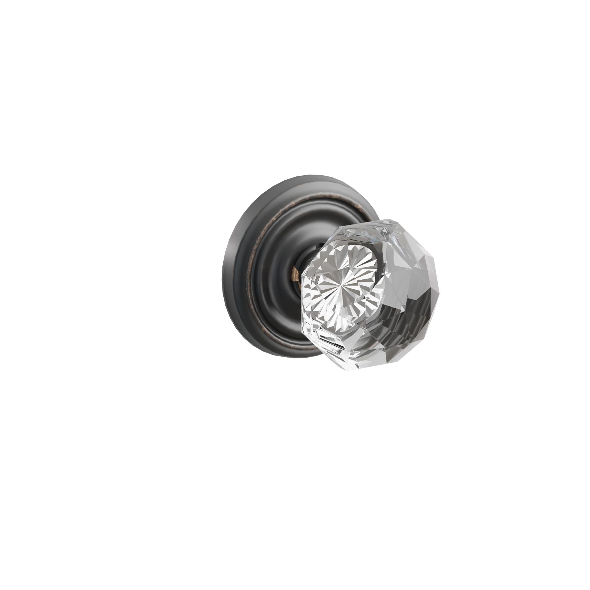 Emtek Concealed Fastener Diamond Glass Knob Set With Regular Rosette