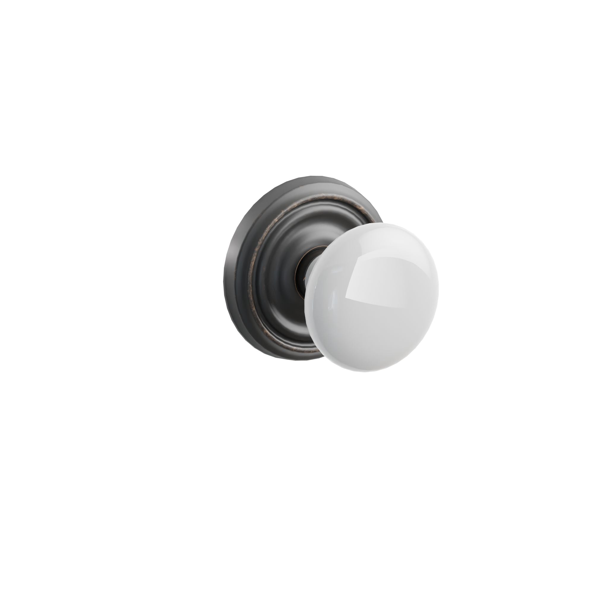 Emtek Concealed Fastener Ice White Porcelain Knob Set With Regular Rosette